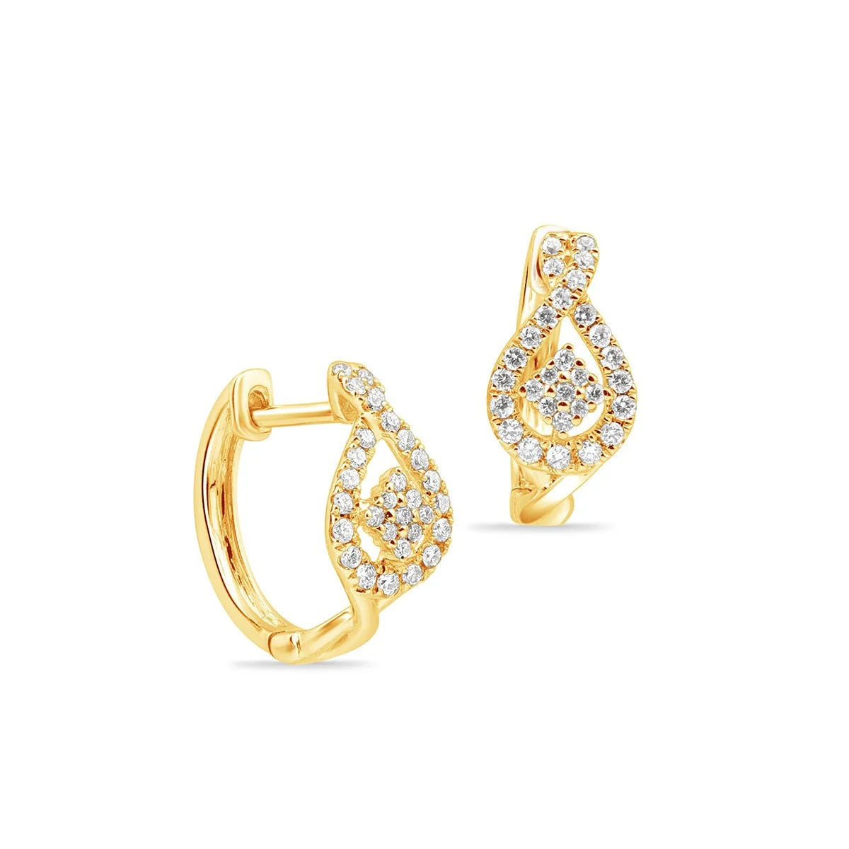 Yellow Gold Halo Diamond Huggie