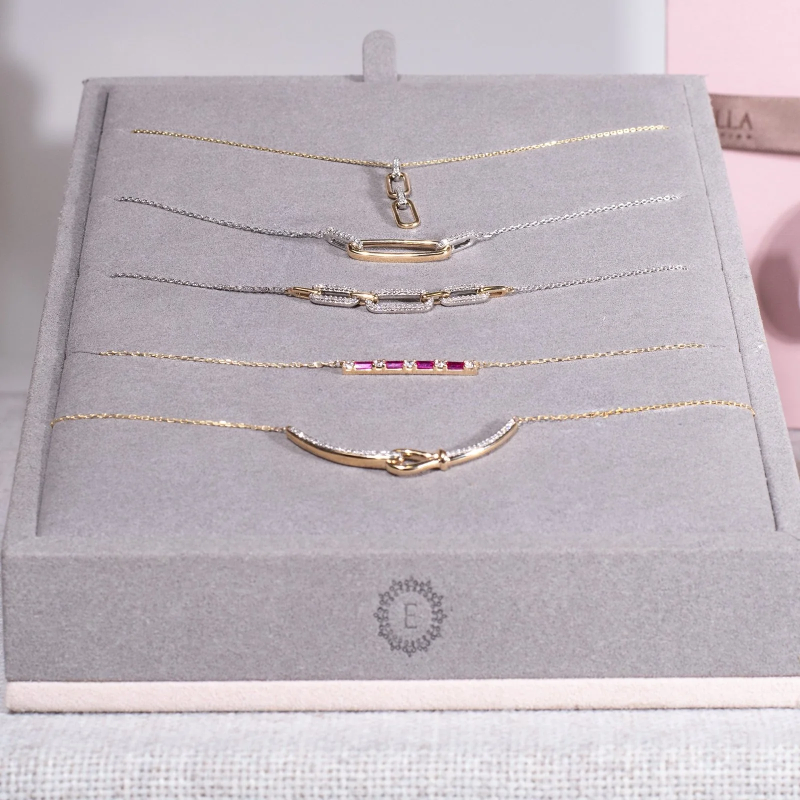 Yellow Gold Diamond Knot Pendant Necklace - Image 7