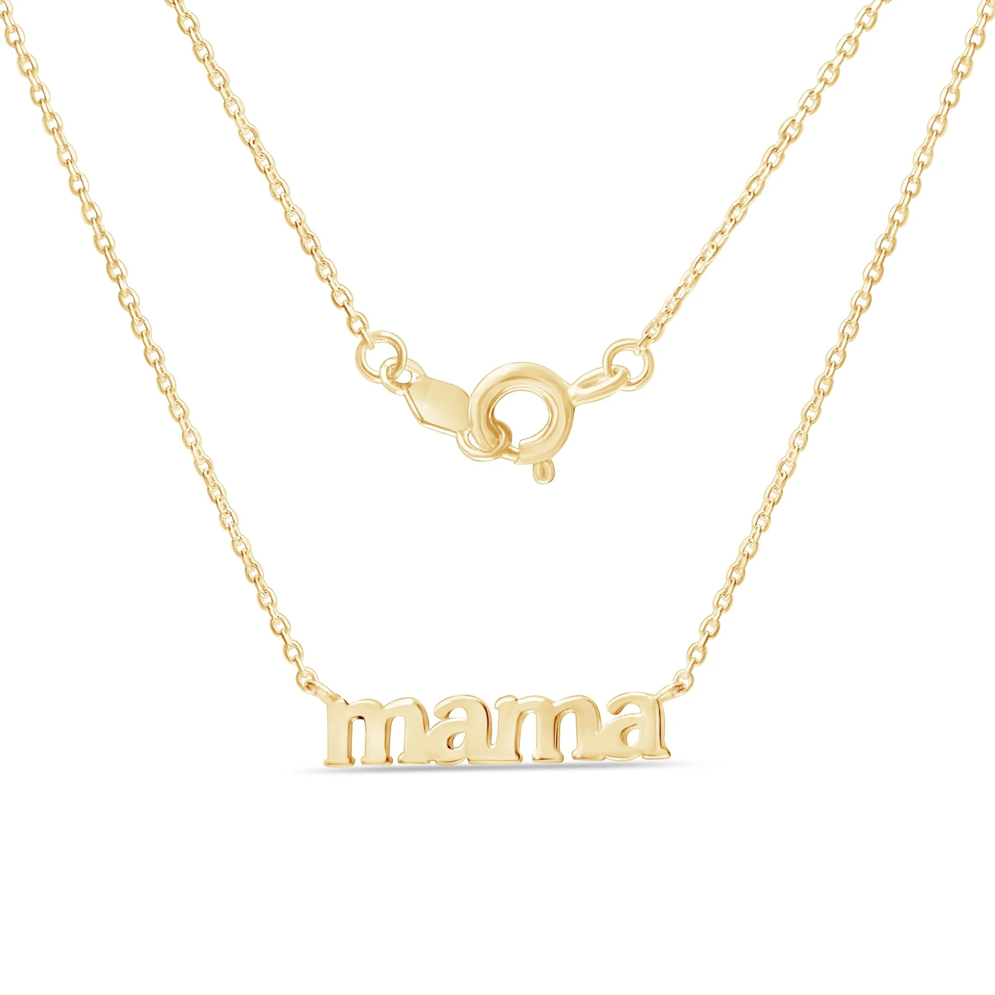 Solid 14k Yellow Gold Mama Pendant Necklace