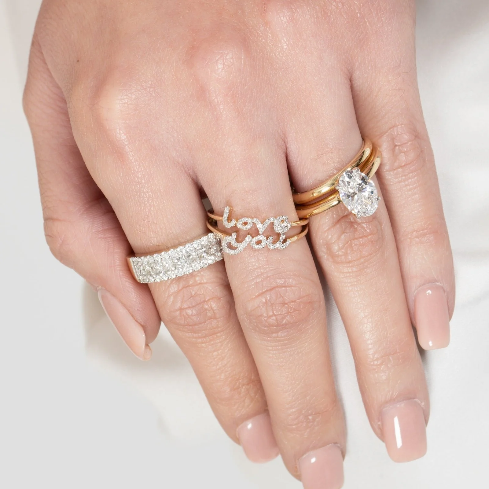 Diamond Love You Script Ring in Solid 14k Yellow Gold - Image 6