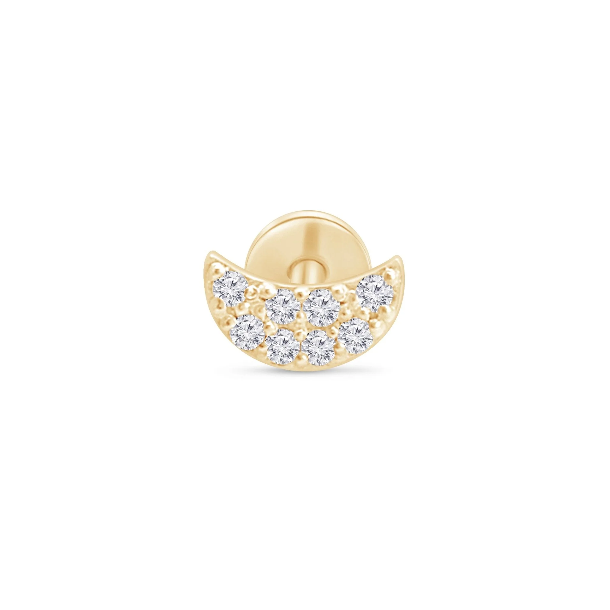 Yellow Gold Diamond Moon Flat Back Earring
