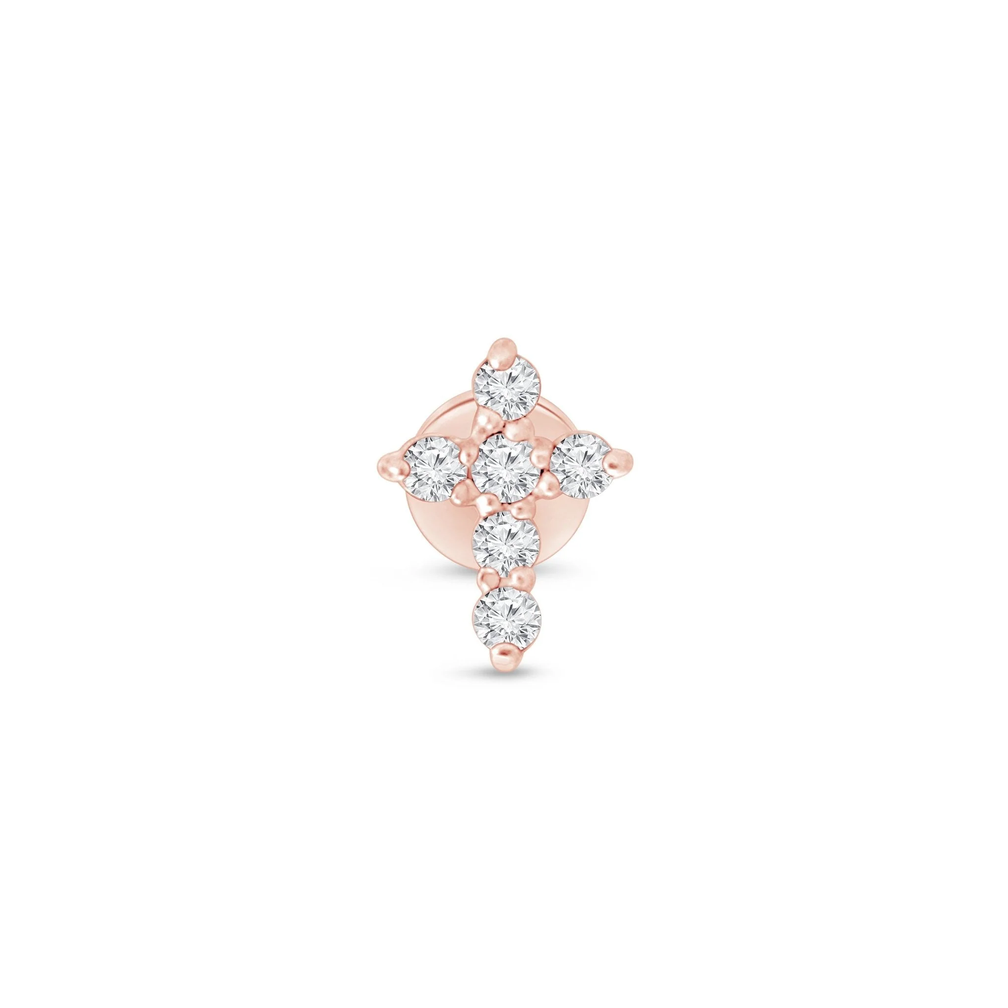 Rose Gold Diamond Cross Flat Back Earring