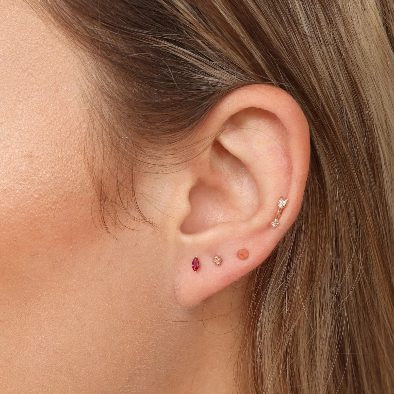 Rose Gold Diamond Arrow Screw Back Earring - Image 3