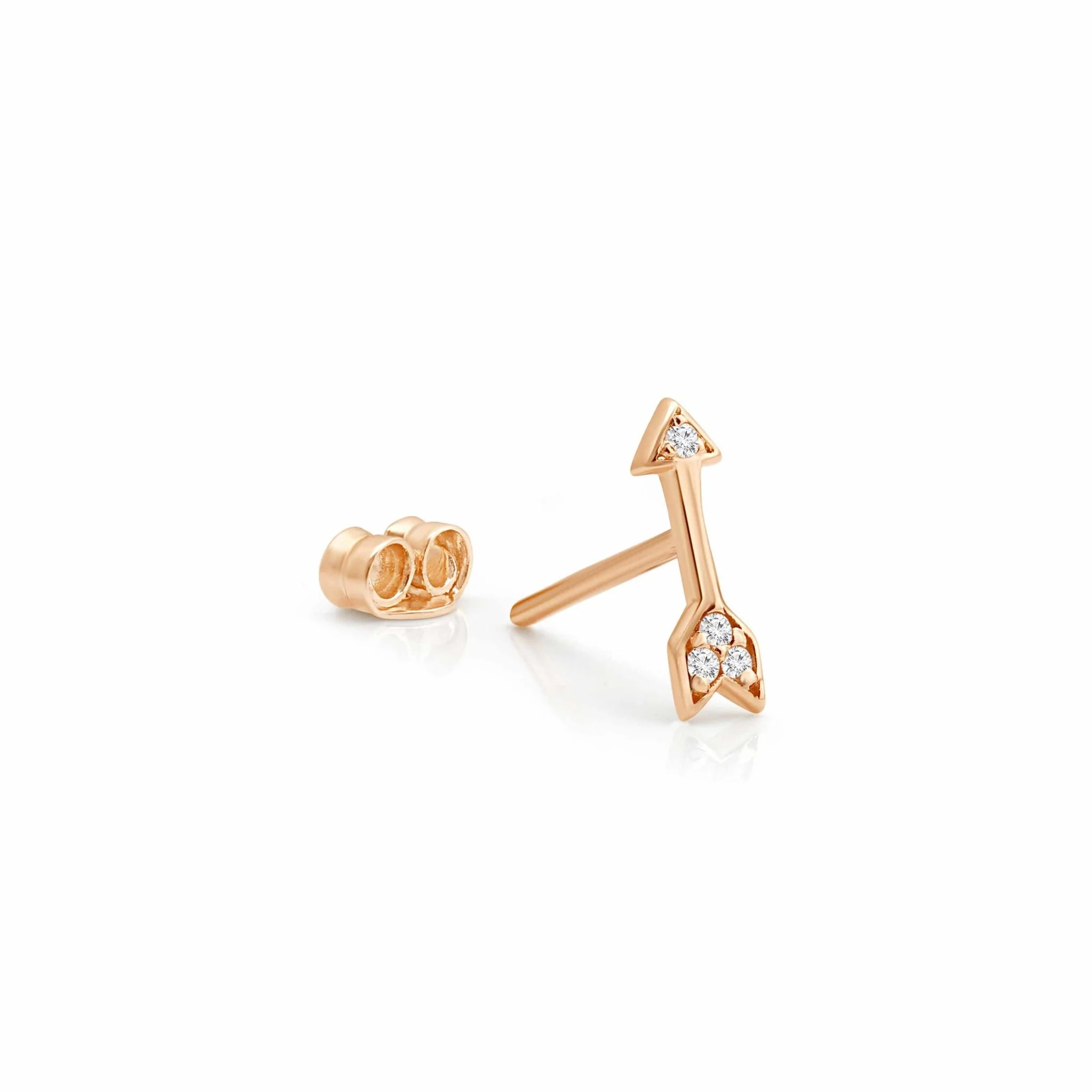 Rose Gold Diamond Arrow Screw Back Earring - Image 4