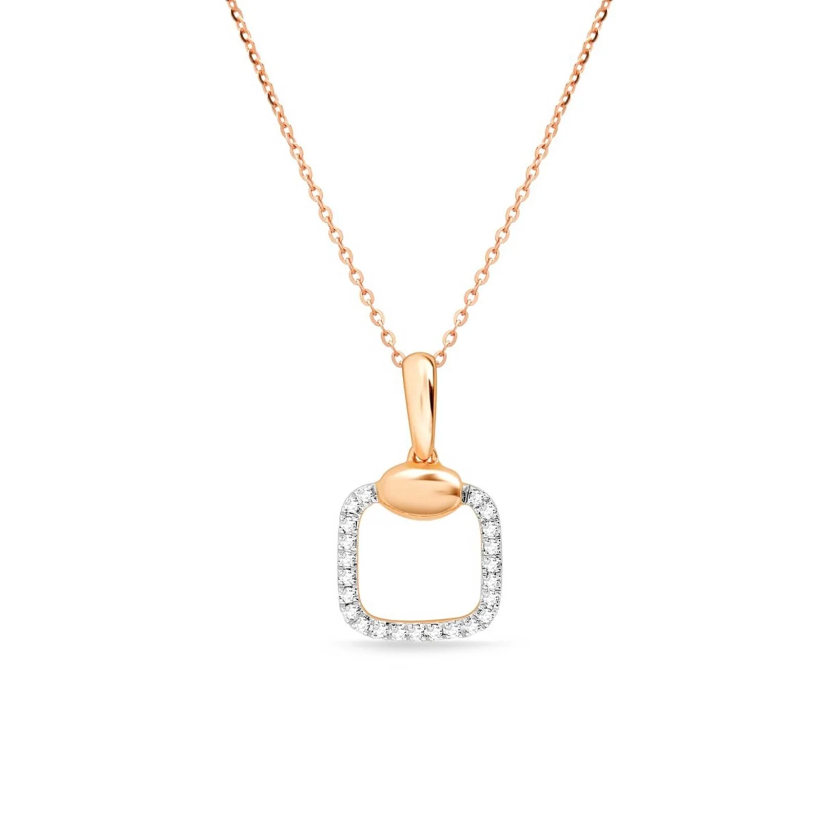 Rose Gold Diamond Square Cushion Pendant