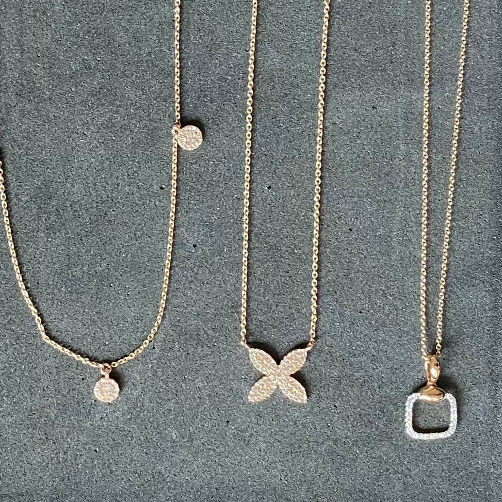 Rose Gold Diamond Square Cushion Pendant - Image 4