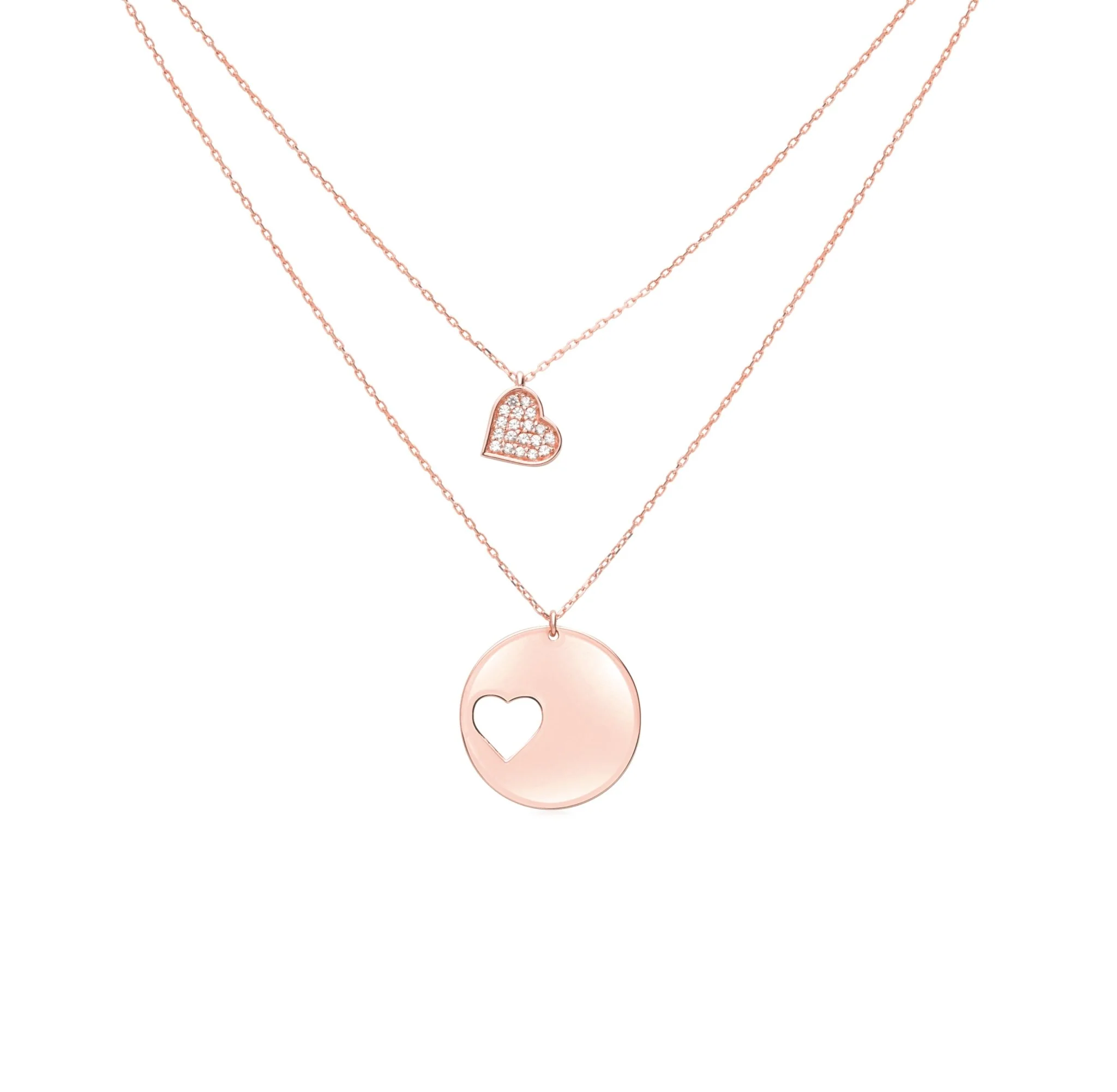 Rose Gold Sapphire Cutout Heart Necklace