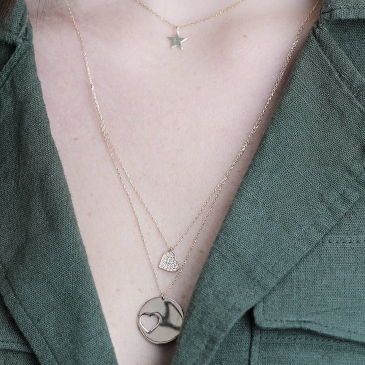 Rose Gold Sapphire Cutout Heart Necklace - Image 3