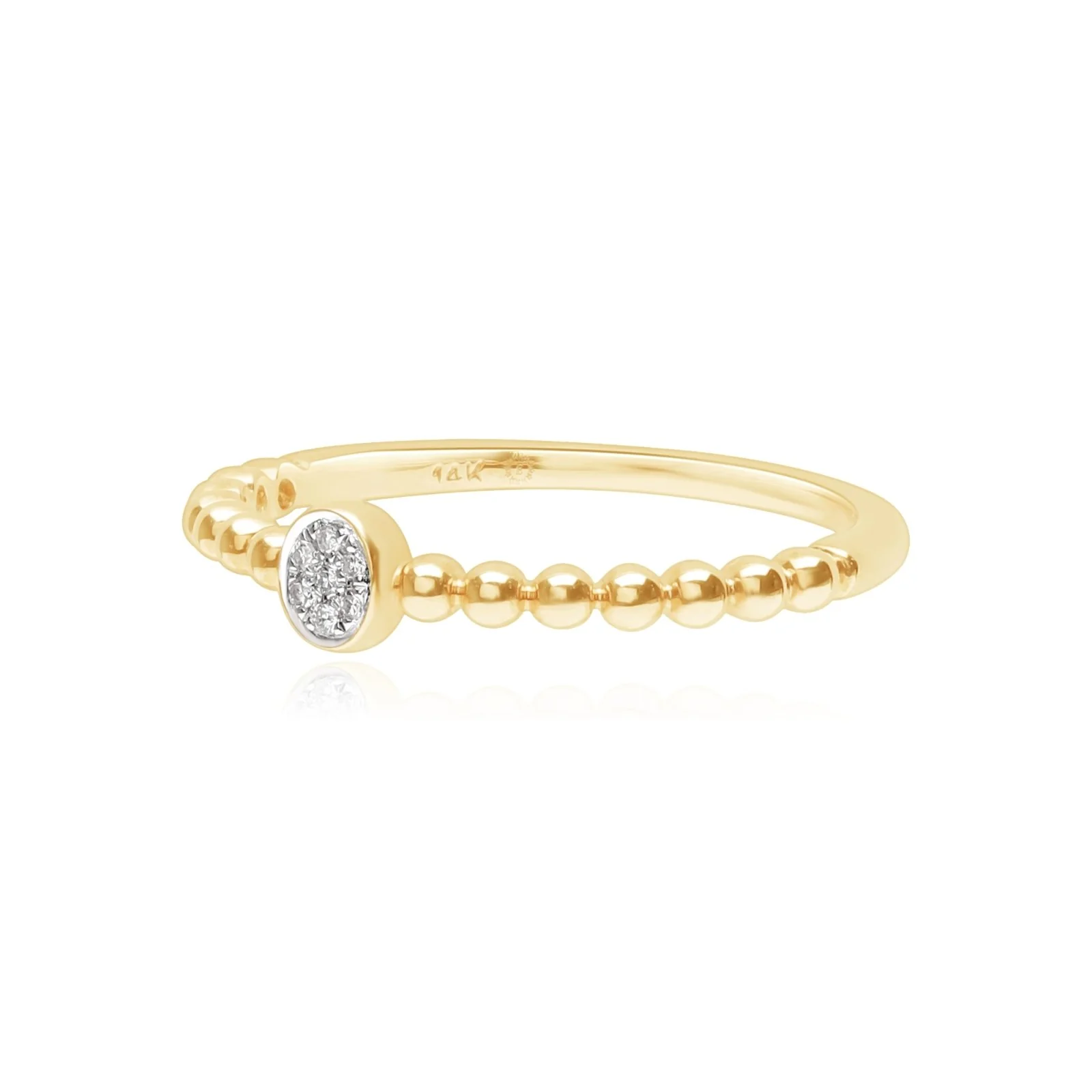 Diamond Disc Beaded Ring in Solid 14k Yellow Gold - Image 5
