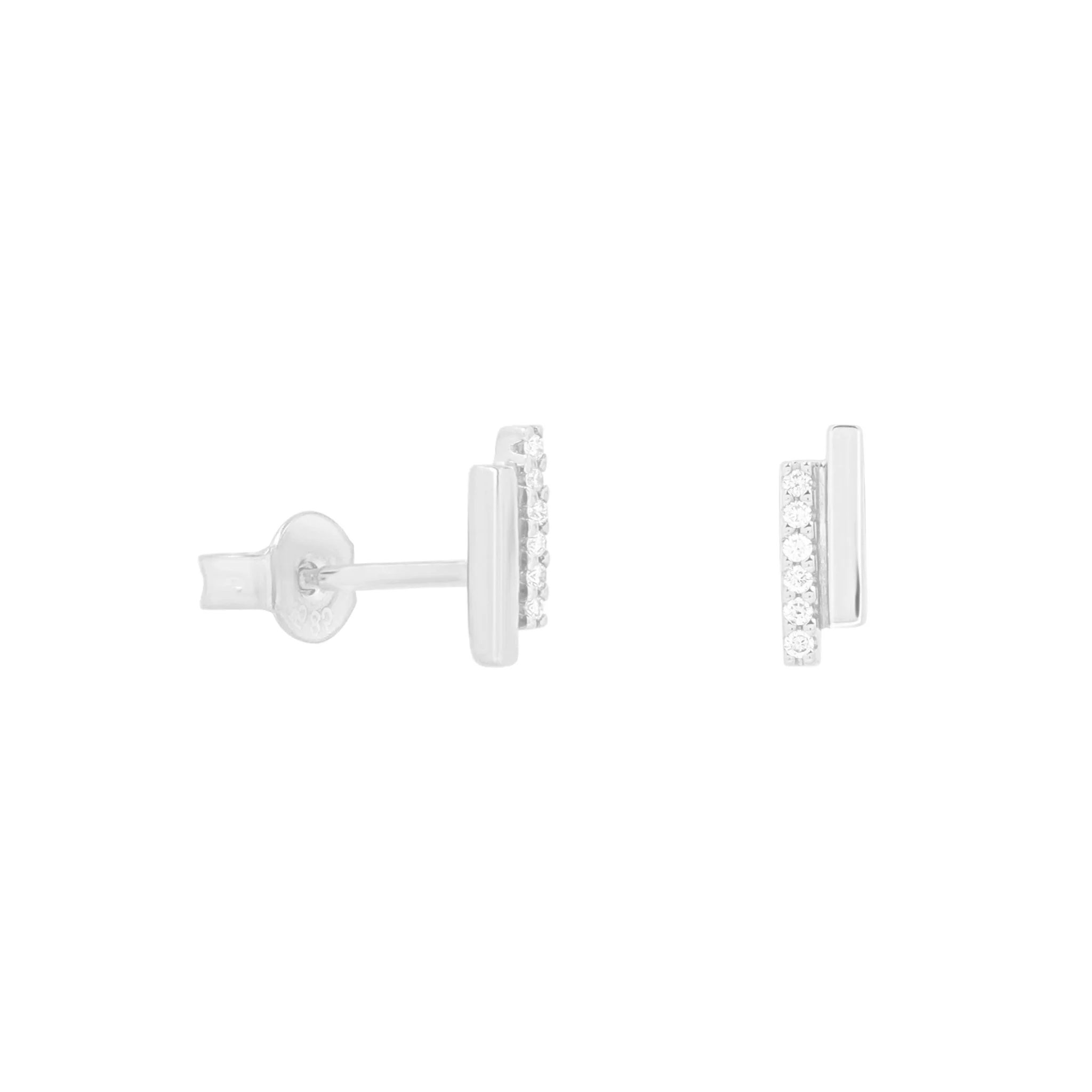 White Gold Diamond Double Bar Stud