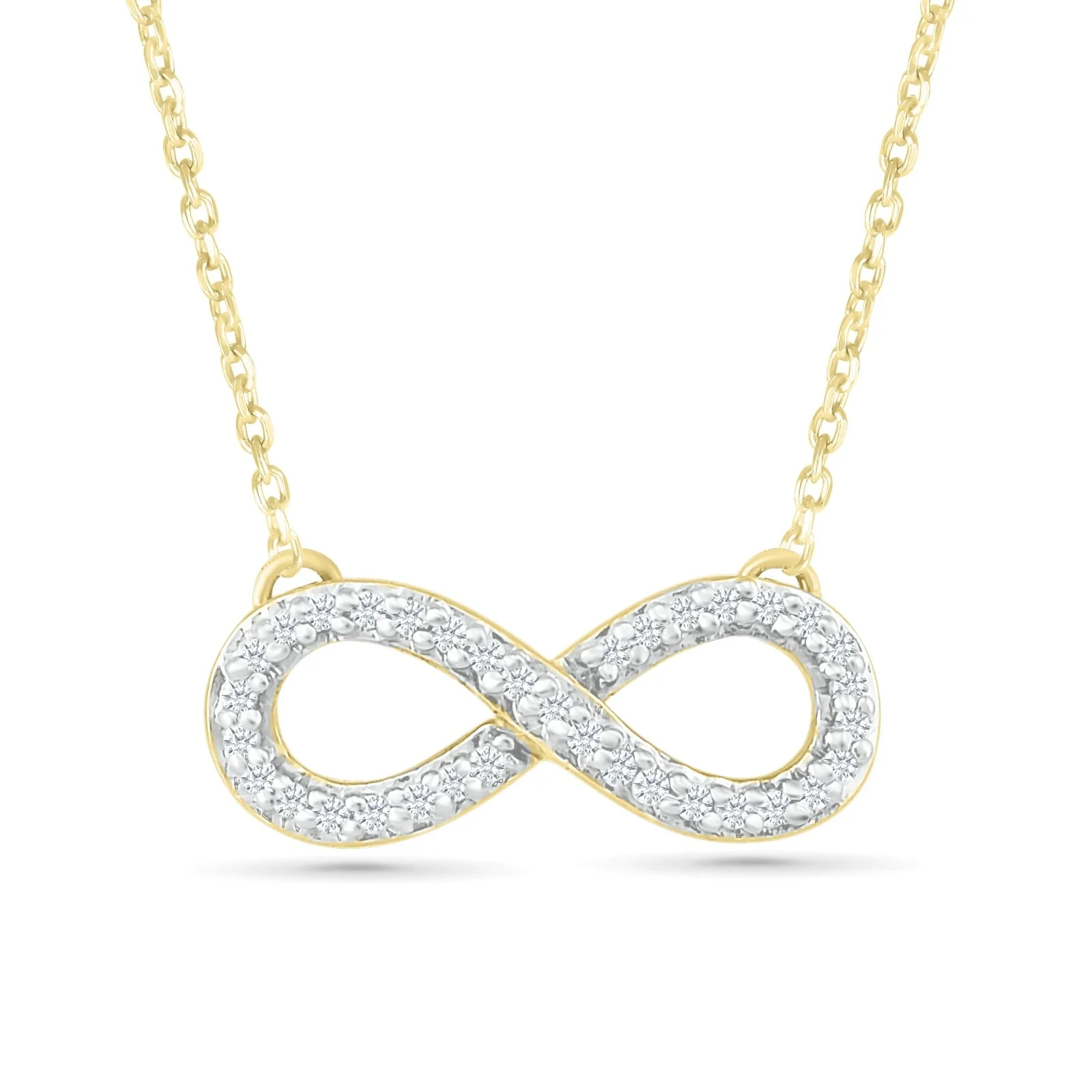 Yellow Gold Diamond Infinity Pendant Necklace