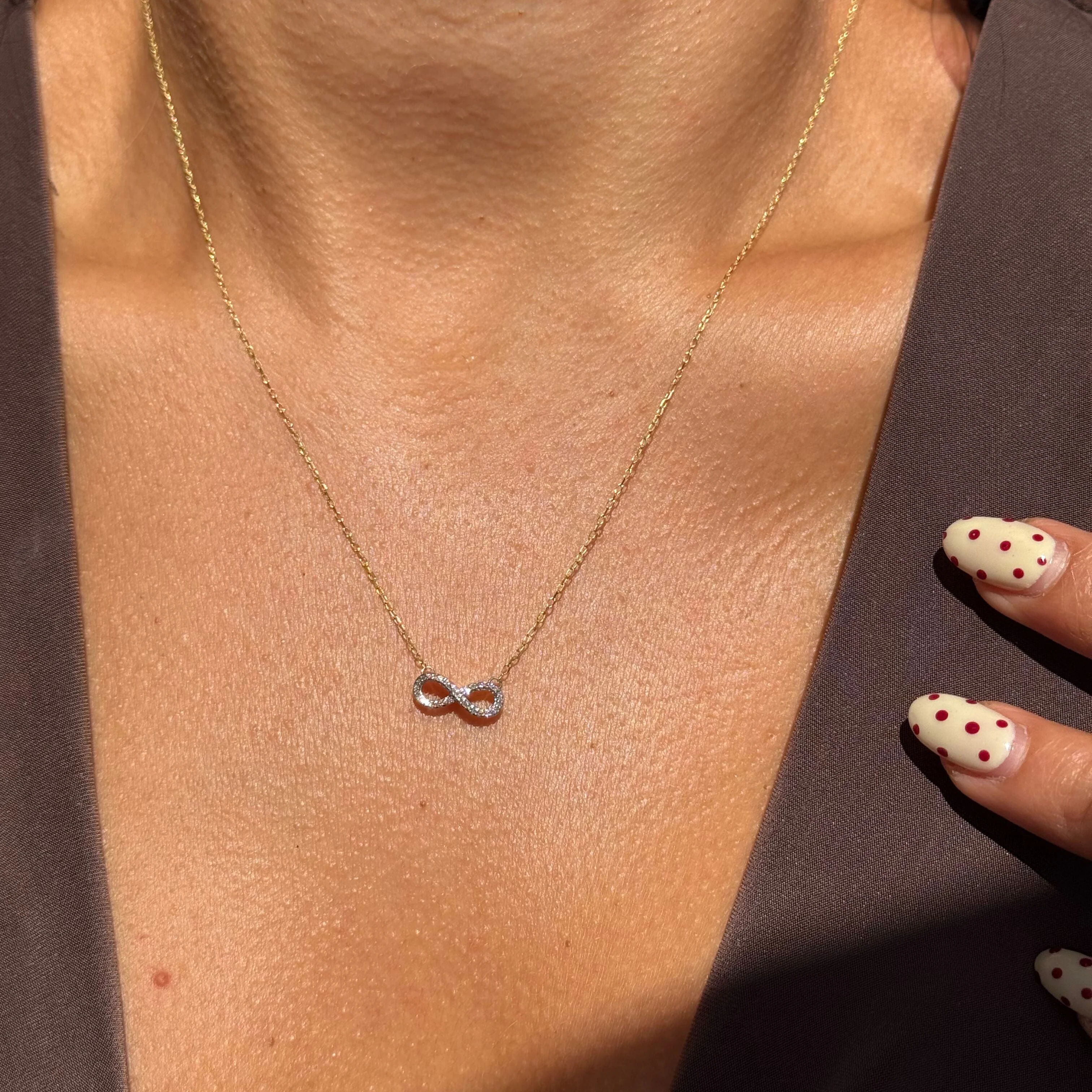 Yellow Gold Diamond Infinity Pendant Necklace - Image 2
