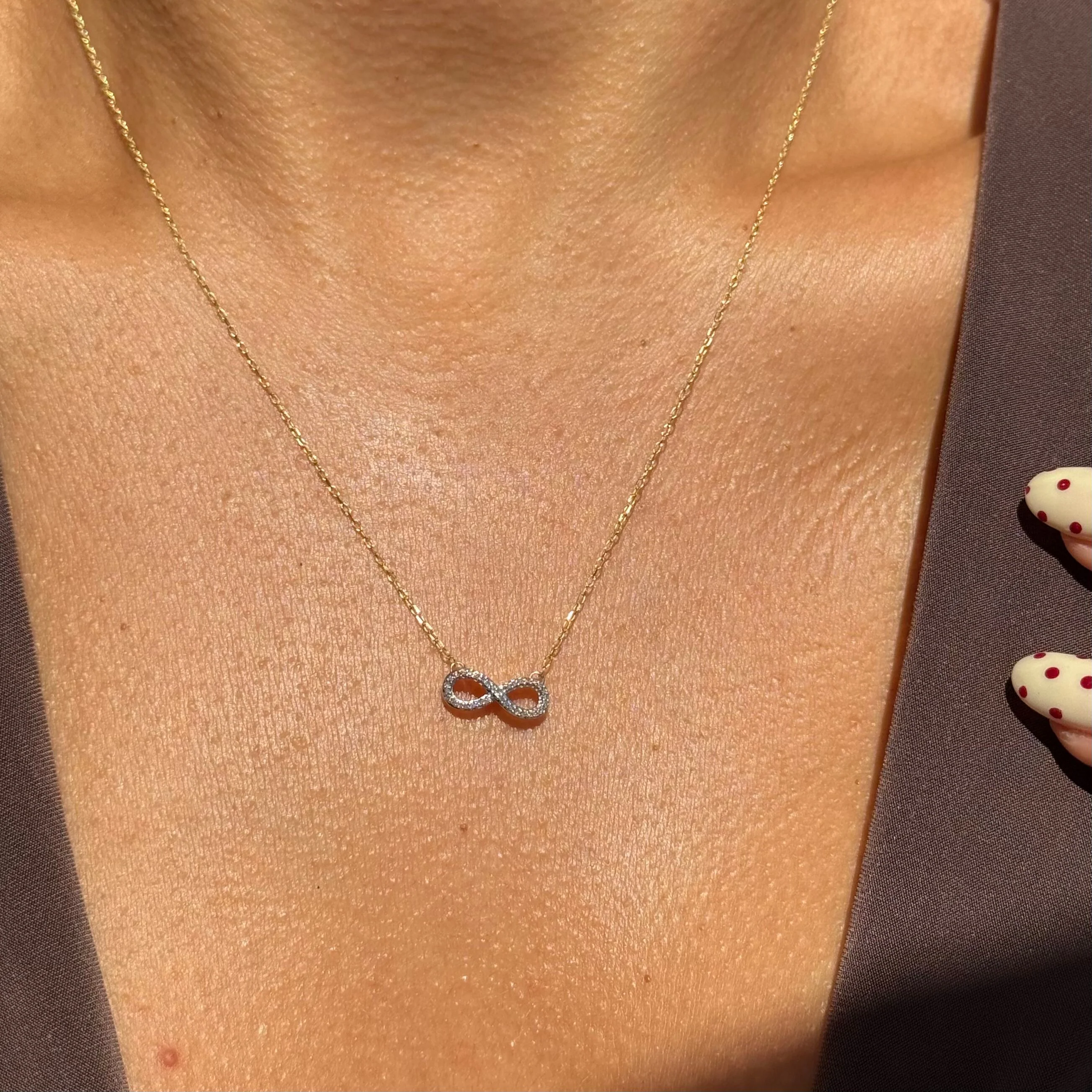 Yellow Gold Diamond Infinity Pendant Necklace - Image 6