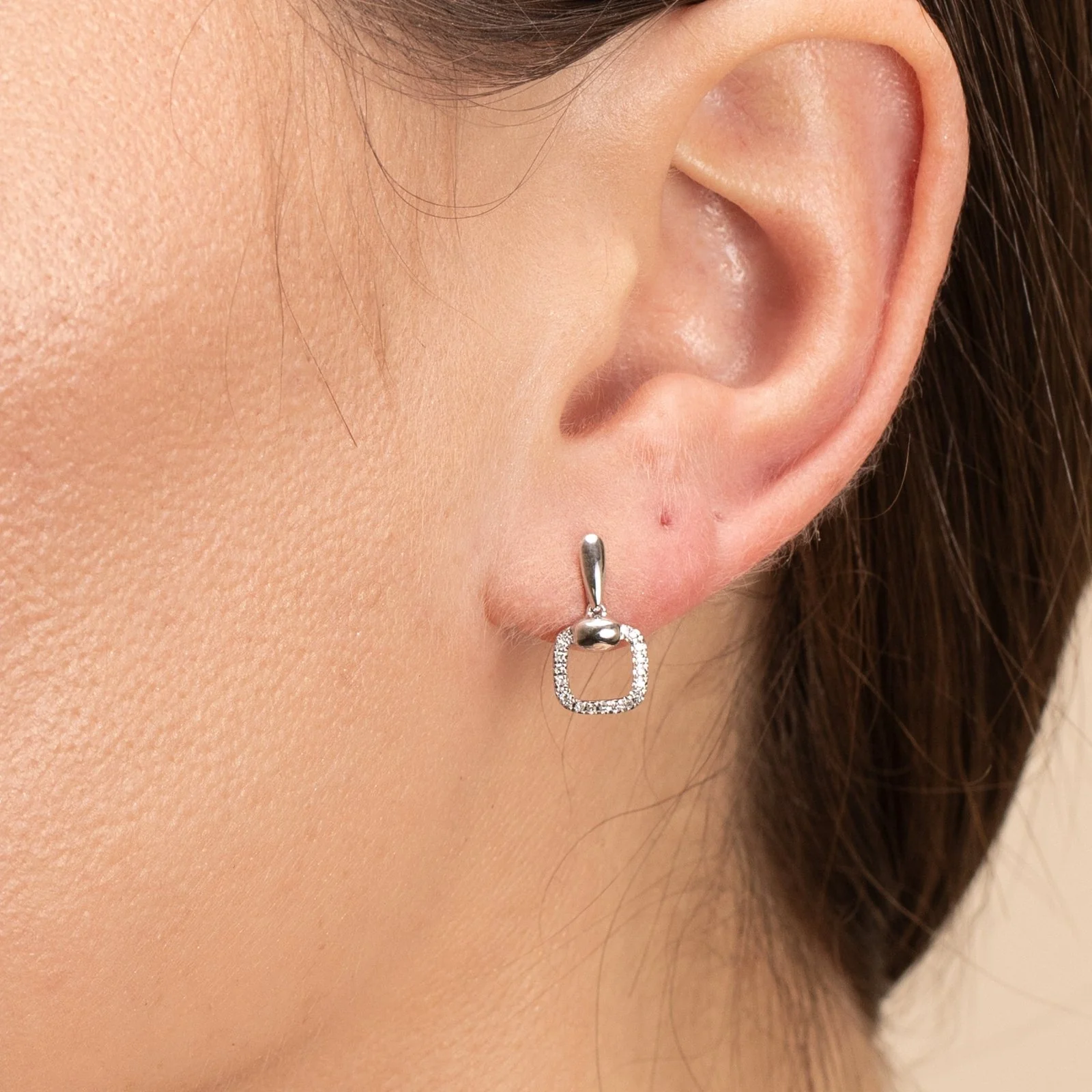 Yellow Gold Delicate Diamond Drop Stud - Image 2
