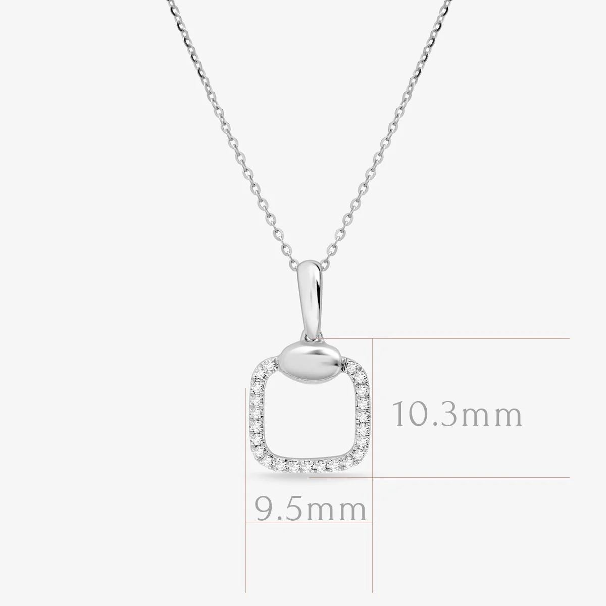 White Gold Diamond Cushion Pendant Necklace - Image 2