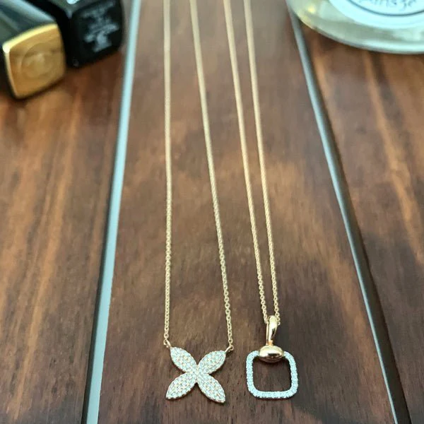 Yellow Gold Diamond Cushion Pendant Necklace - Image 3