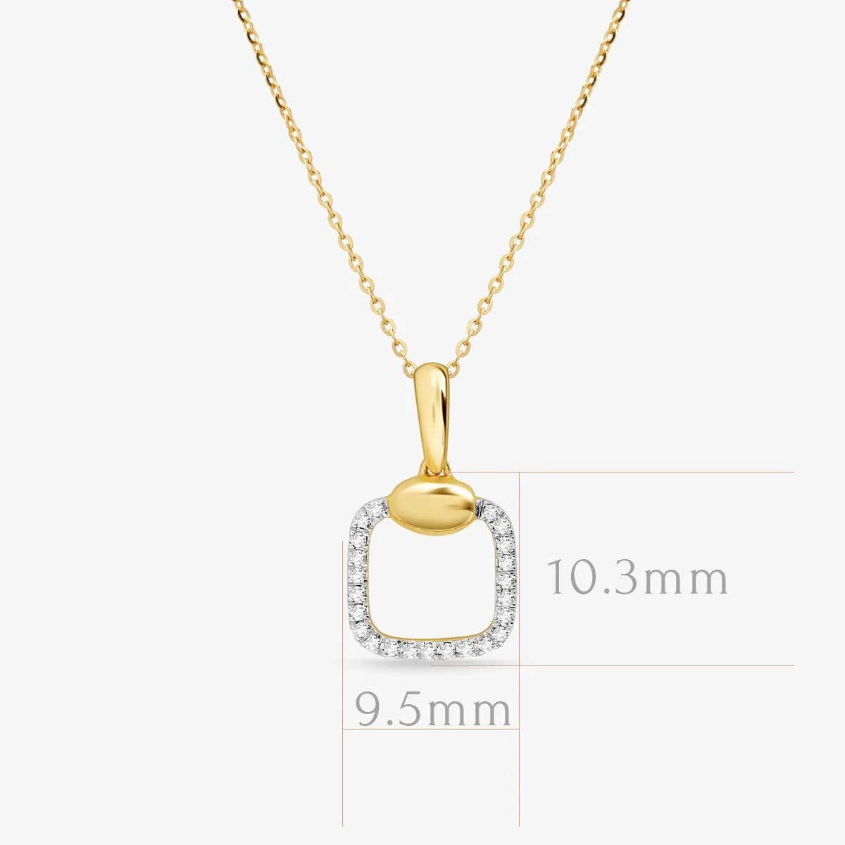 Yellow Gold Diamond Cushion Pendant Necklace - Image 5