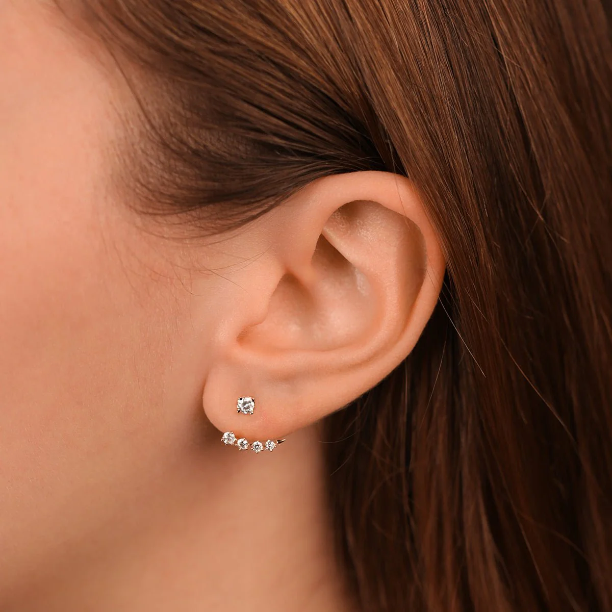 Rose Gold Pink Tourmaline Double Stack Stud - Image 2