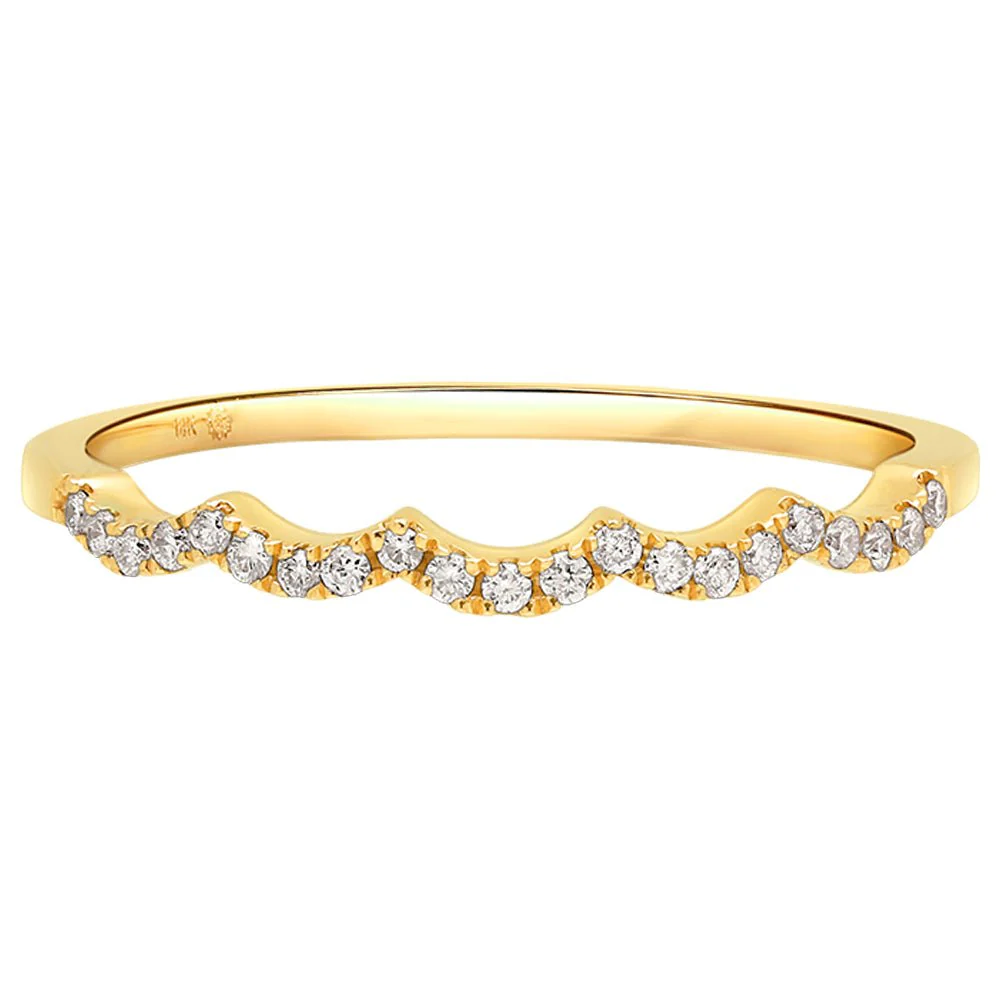 Diamond Scallop Eternity Band in Solid 14k Yellow Gold