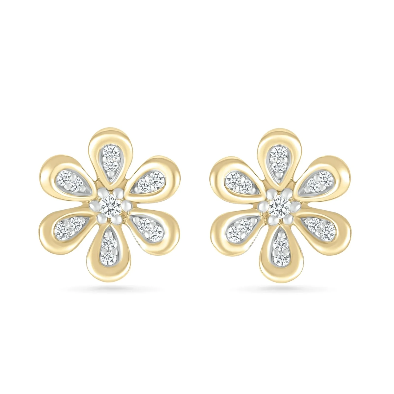 Yellow Gold Diamond Forget-Me-Not Stud