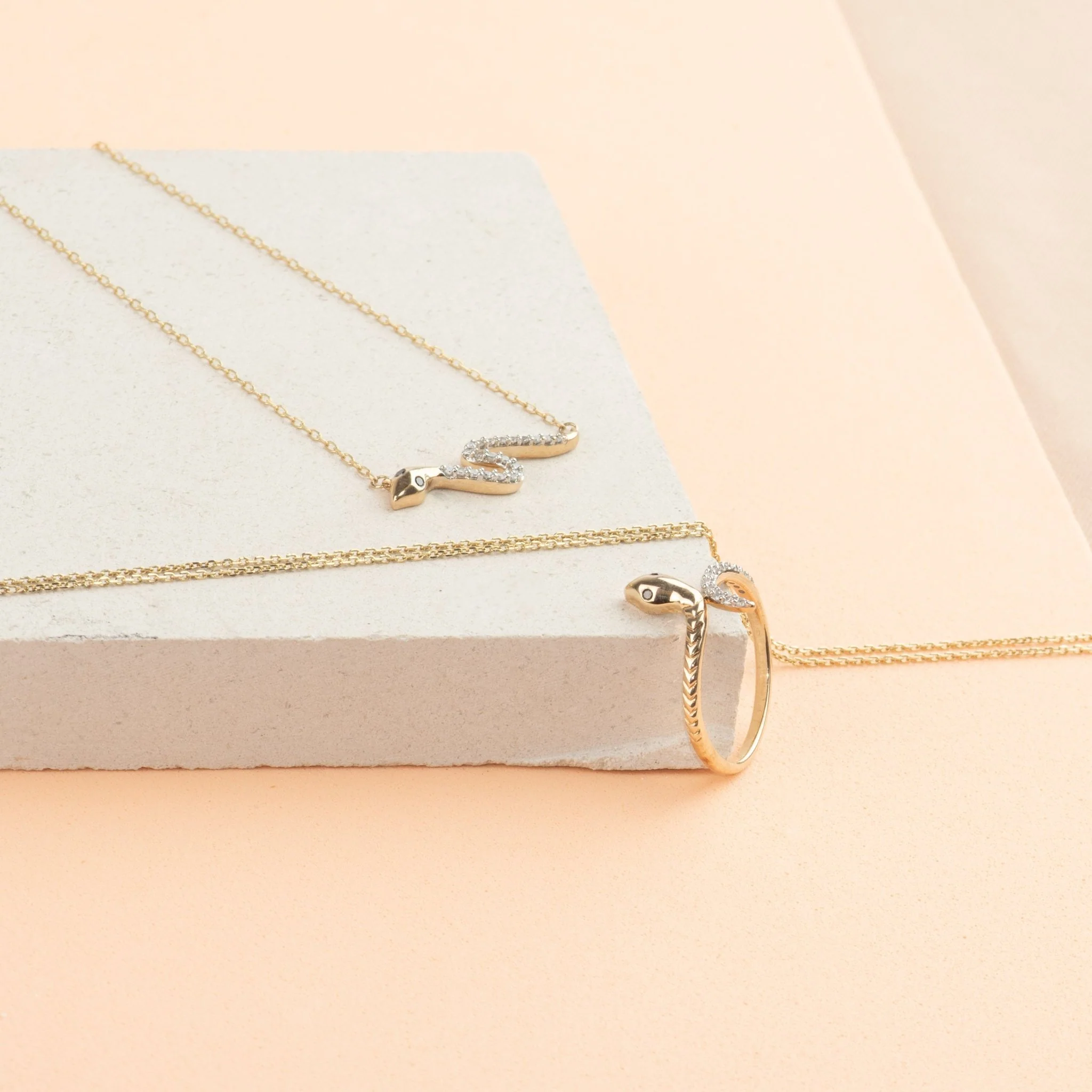 Yellow Gold Diamond Snake Chain Necklace - Image 8