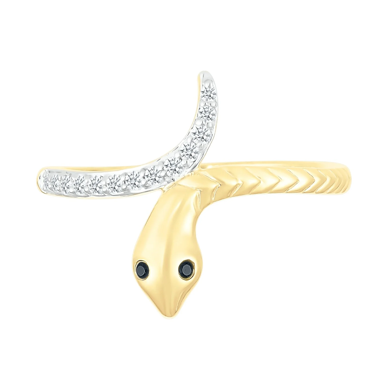Braided Snake Wraparound Ring with Diamonds in Solid 10k Yellow Gold