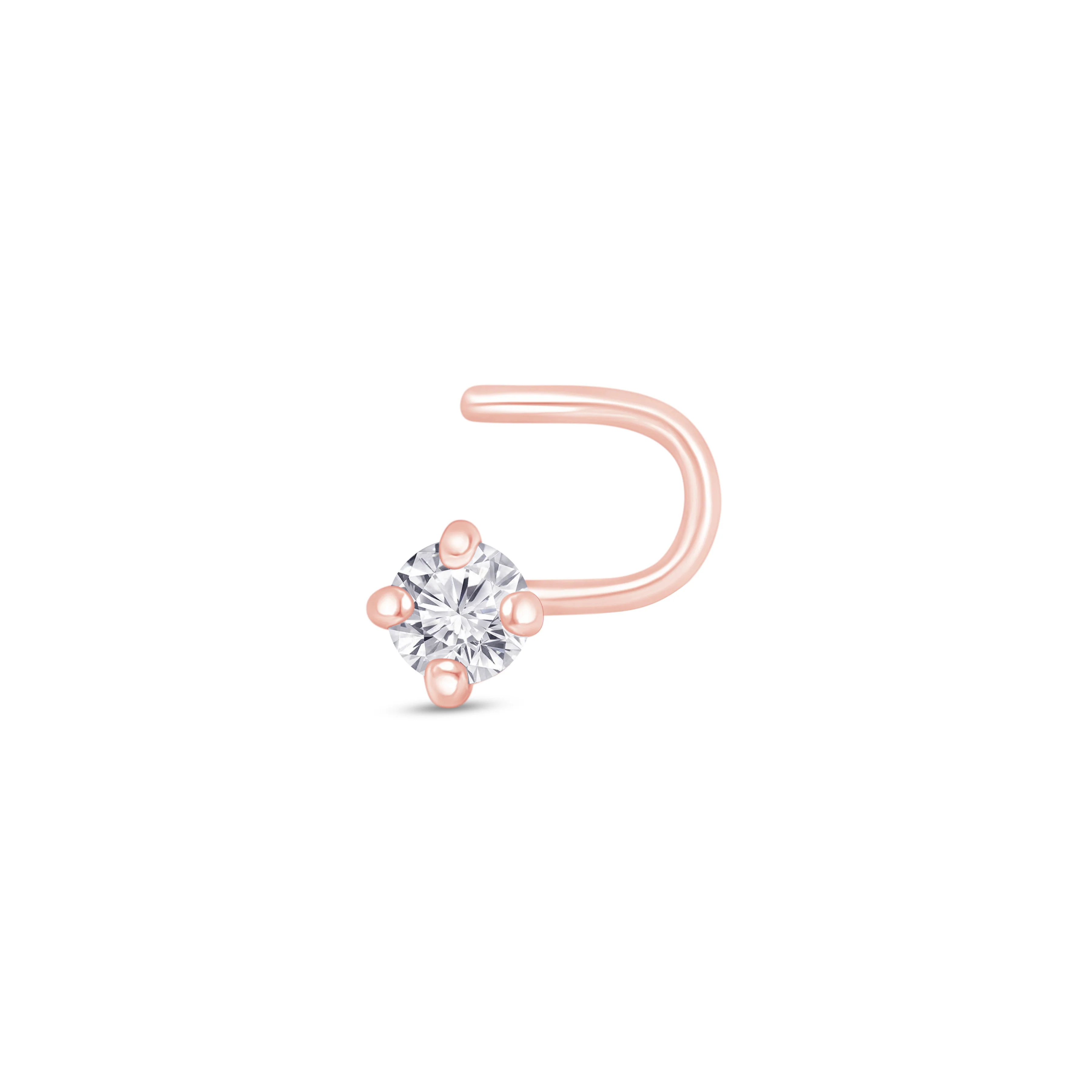 Diamond Solitaire Nose Pin in 14k Rose Gold