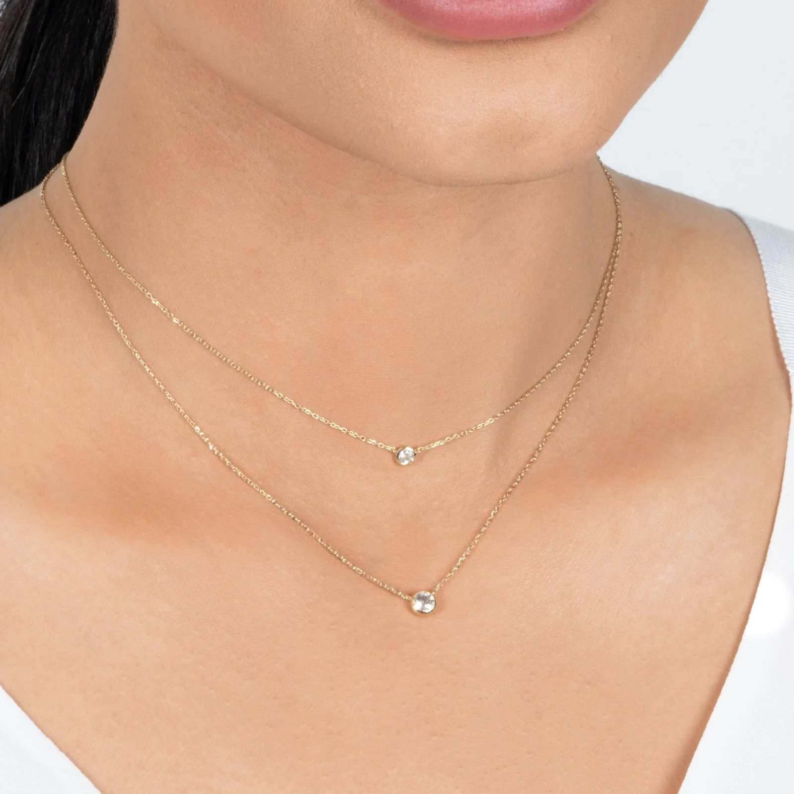 Yellow Gold Diamond Bezel Station Necklace - Image 5