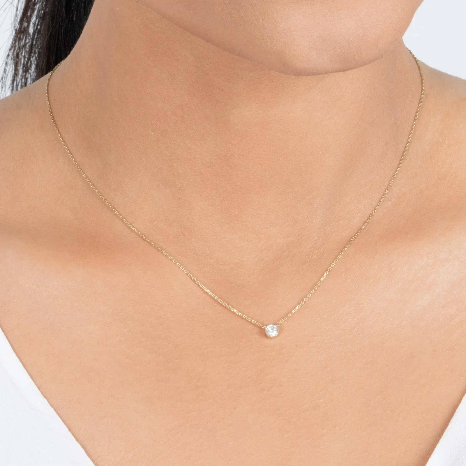 Yellow Gold Diamond Bezel Station Necklace - Image 6