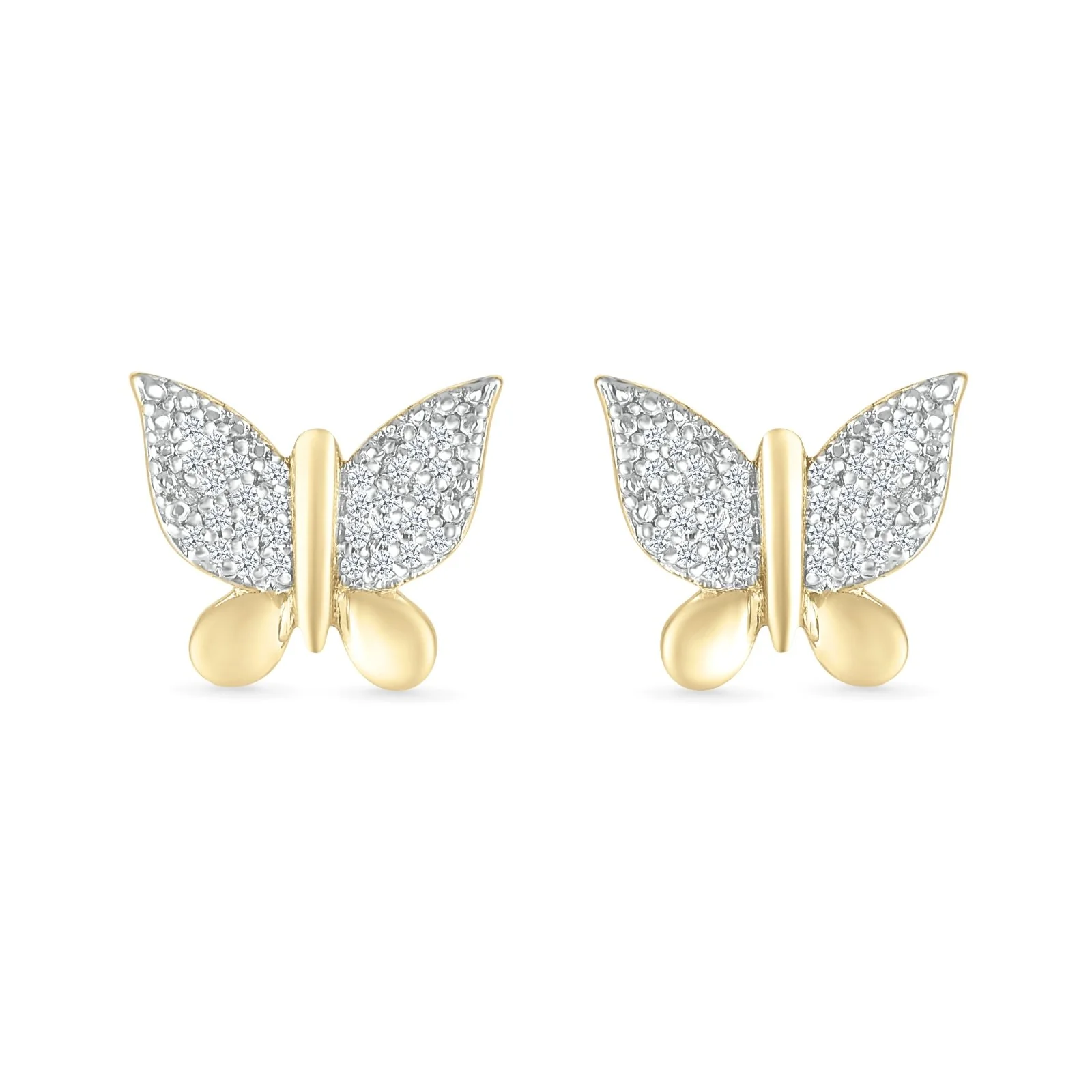 Yellow Gold Diamond Butterfly Stud