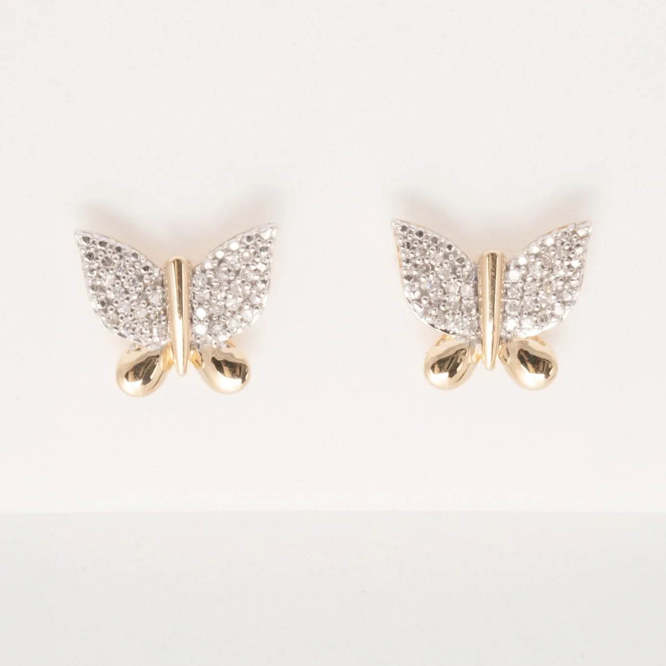 Yellow Gold Diamond Butterfly Stud - Image 3
