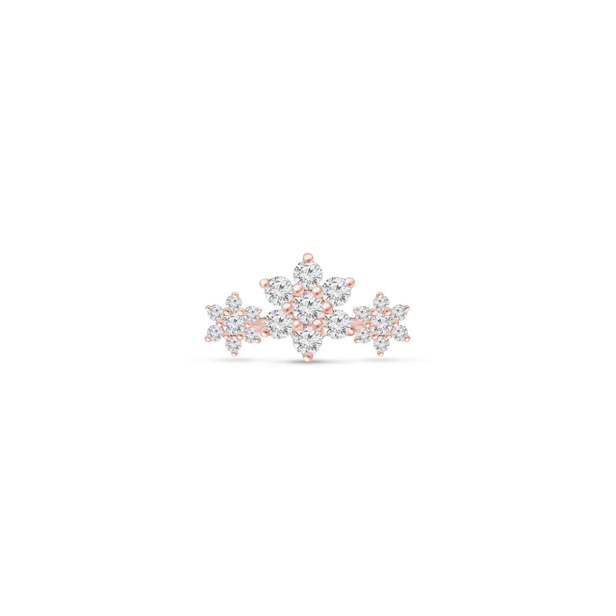 Rose Gold Diamond Flower Garland Flat Back Earring