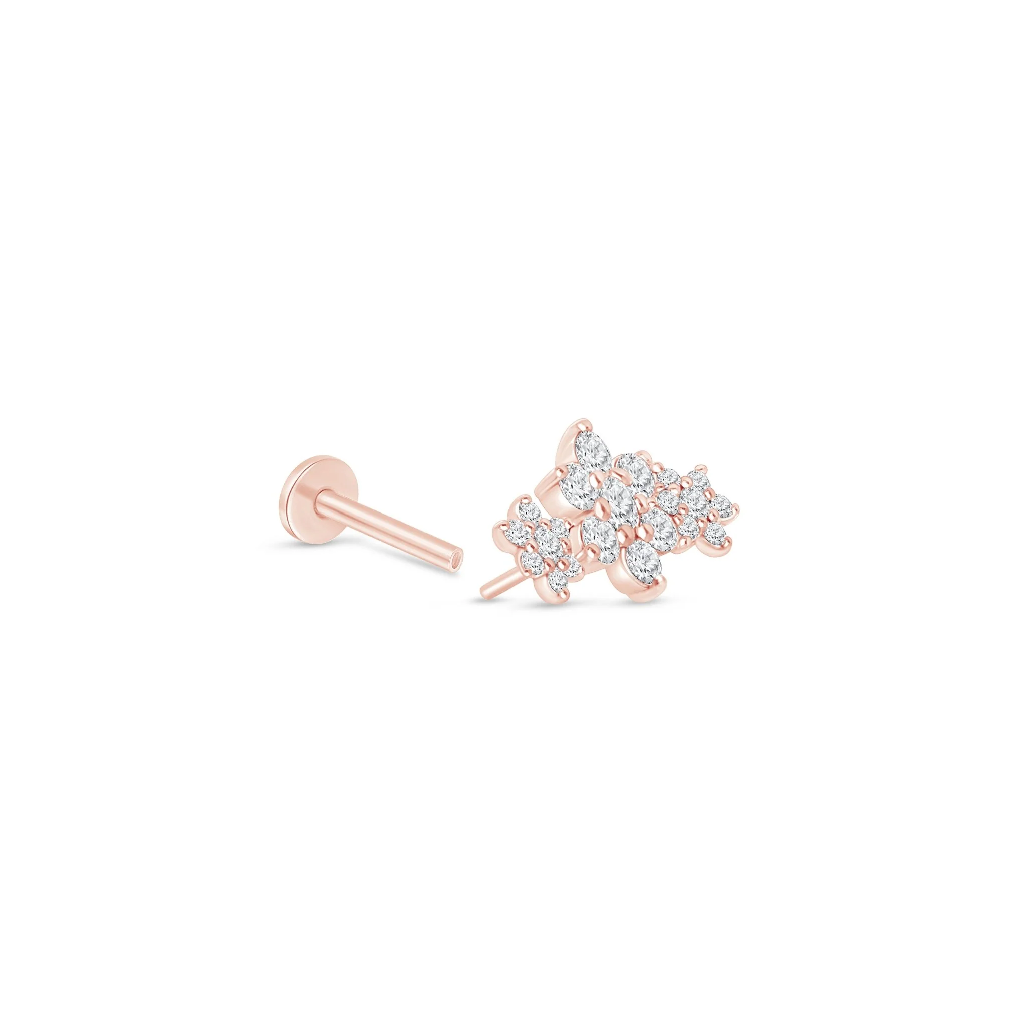 Rose Gold Diamond Flower Garland Flat Back Earring - Image 9