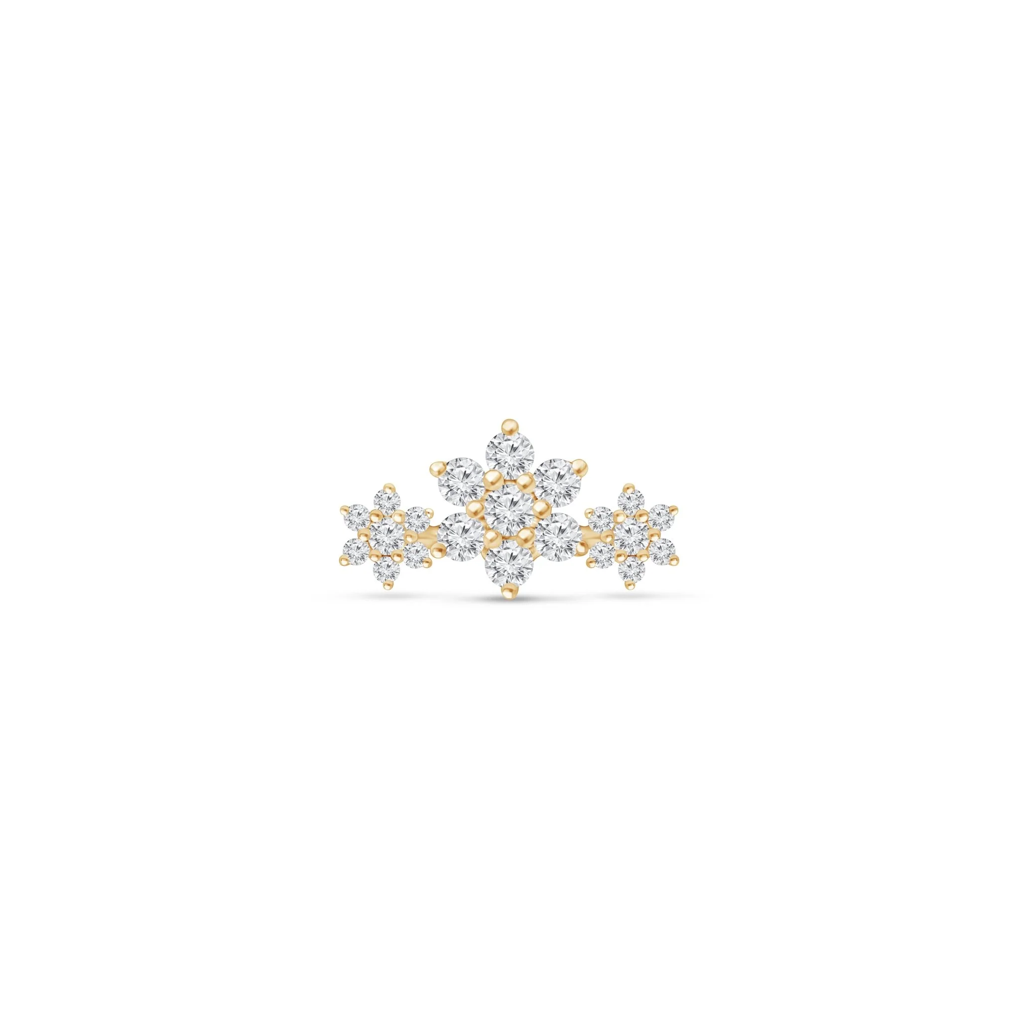 Yellow Gold Diamond Flower Garland Flat Back Earring