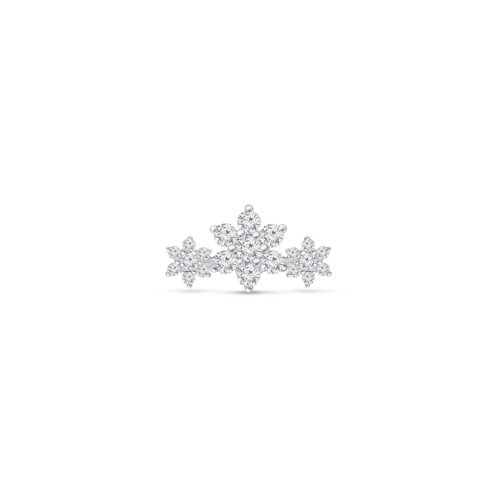 White Gold Diamond Flower Garland Flat Back Earring