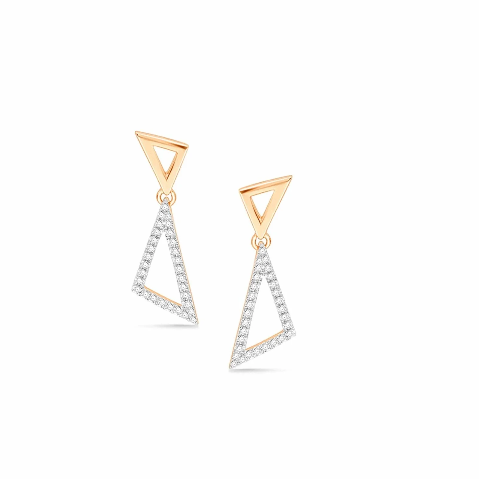 Rose Gold Diamond Triangle Dangle Earring