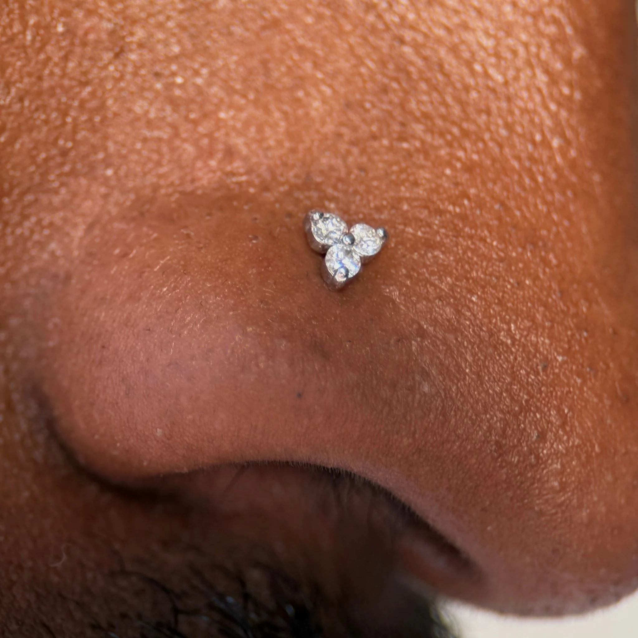 White Gold Diamond Trinity Cluster Flat Back Earring - Image 12