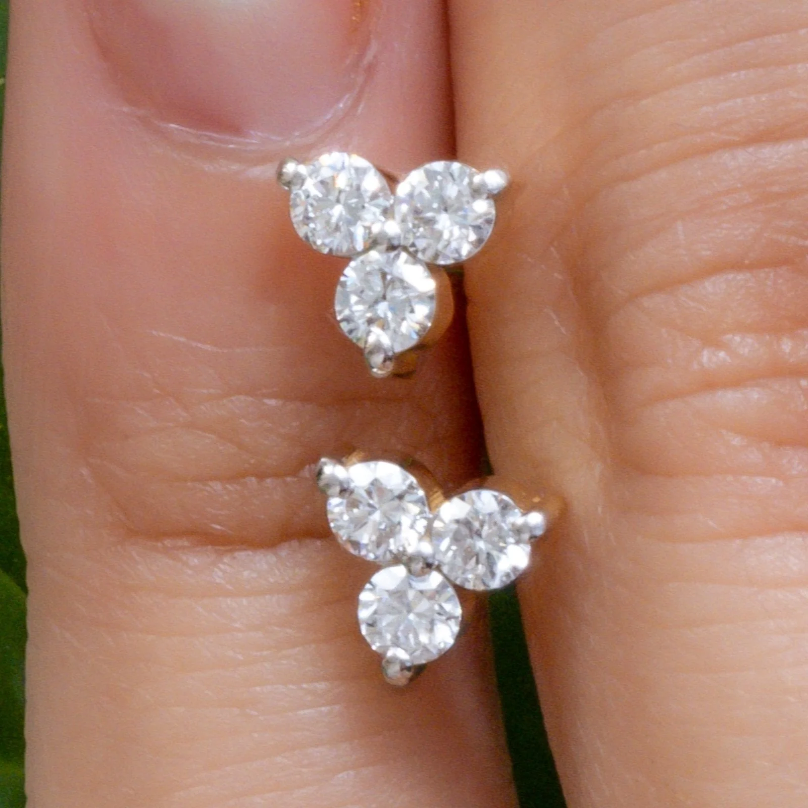 Yellow Gold Diamond Trinity Cluster Flat Back Earring - Image 4