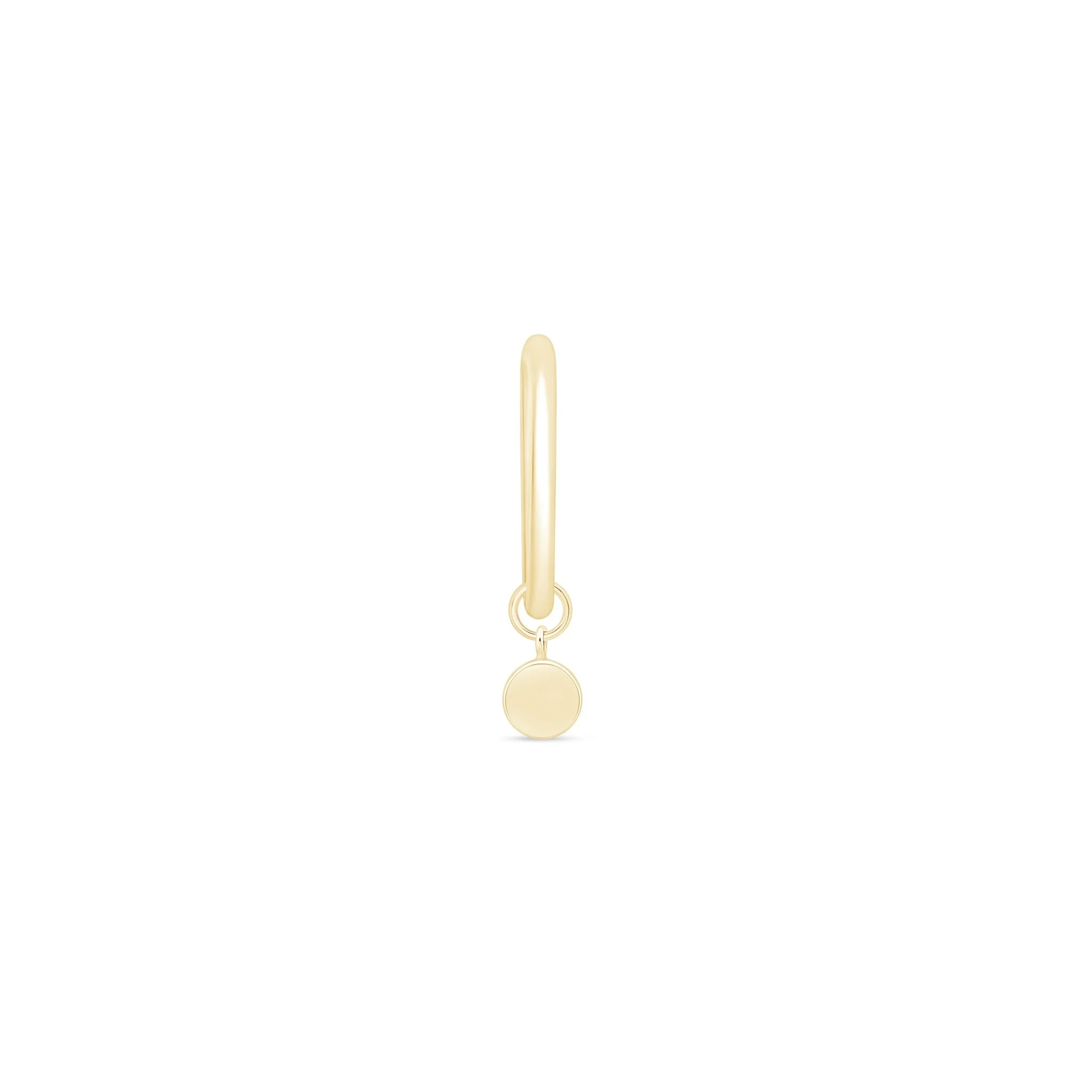 Yellow Gold Disc Charm Hoop - Image 4