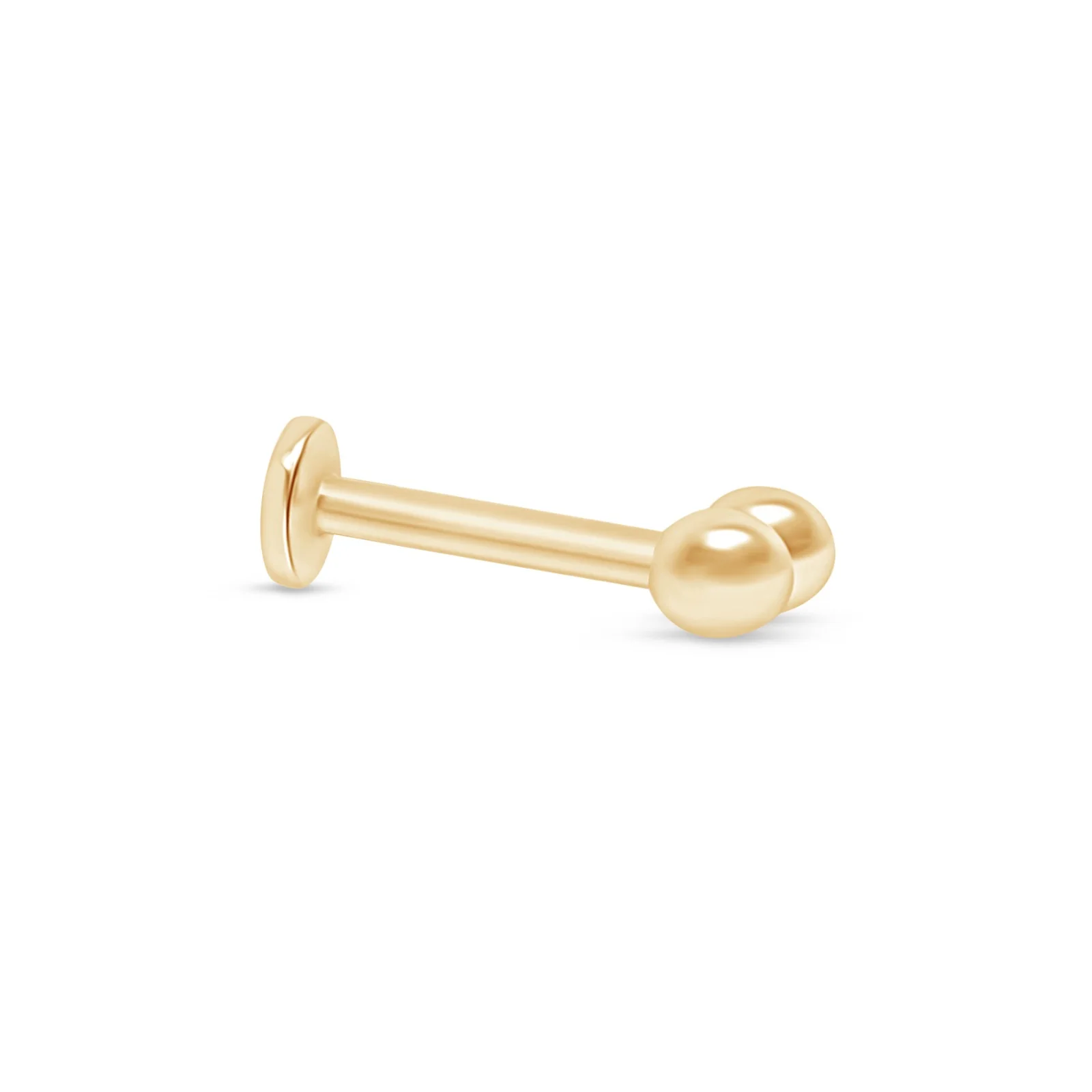 Yellow Gold Double Ball Flat Back Earring