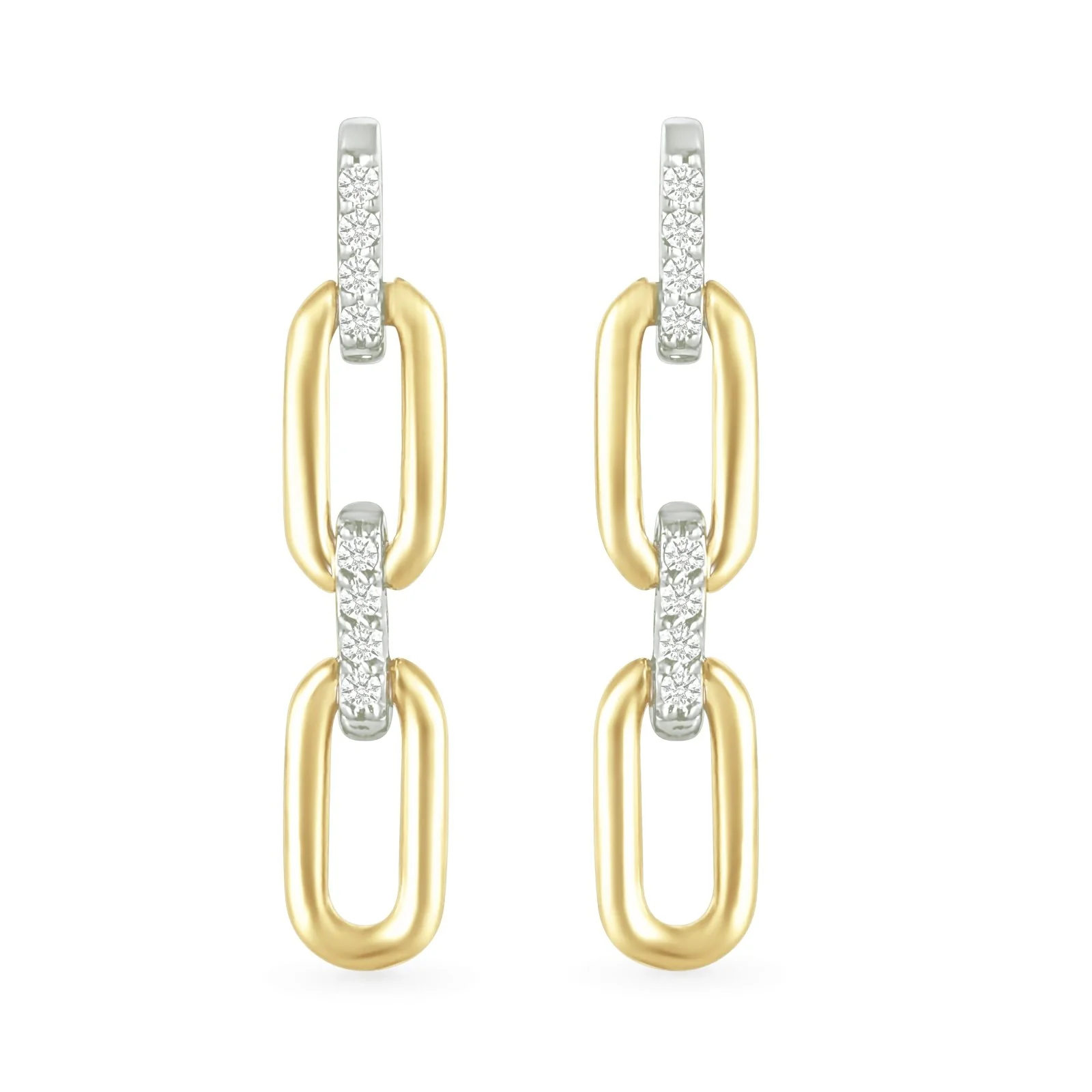 Yellow Gold Double Paperclip Dangle Stud