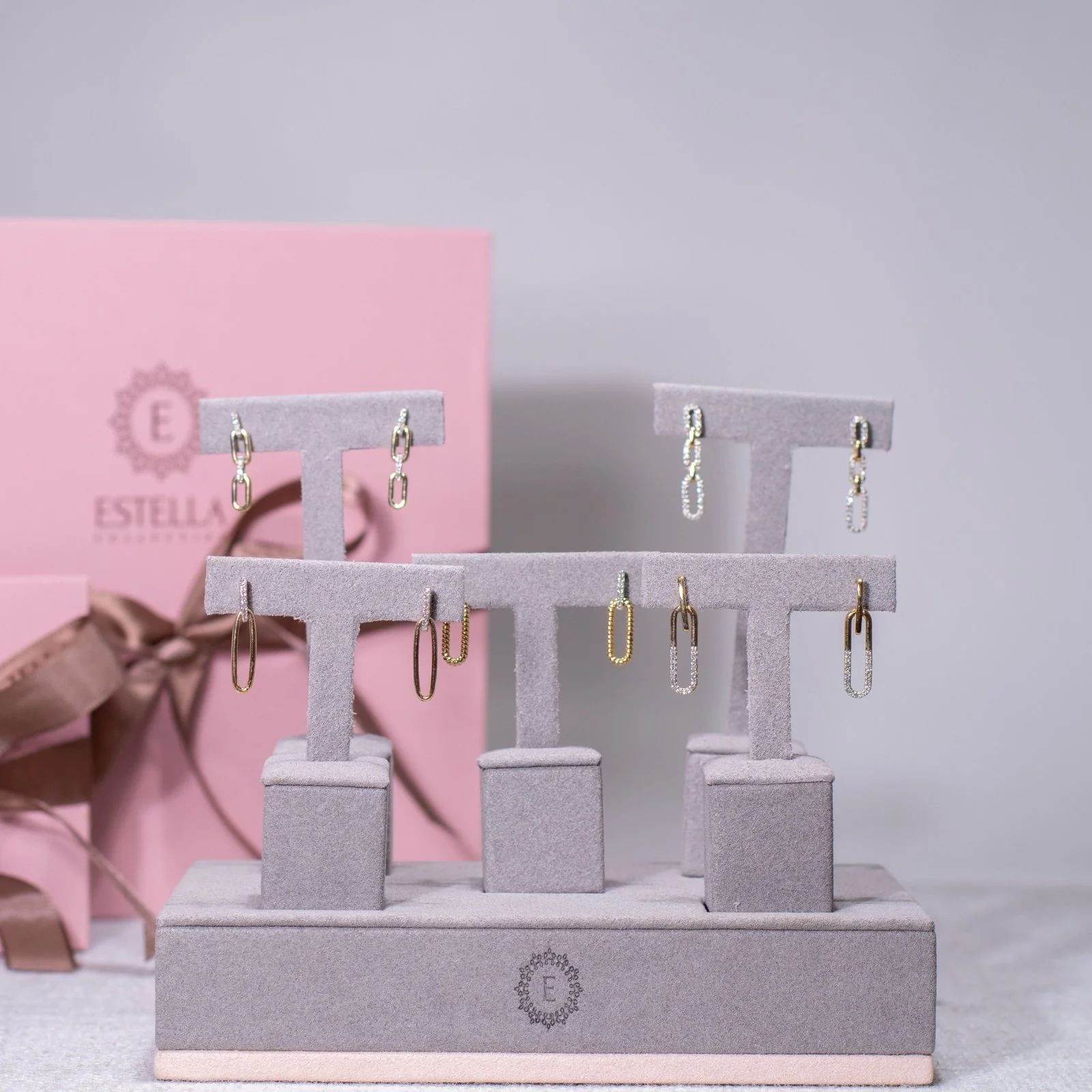 Yellow Gold Double Paperclip Dangle Stud - Image 4