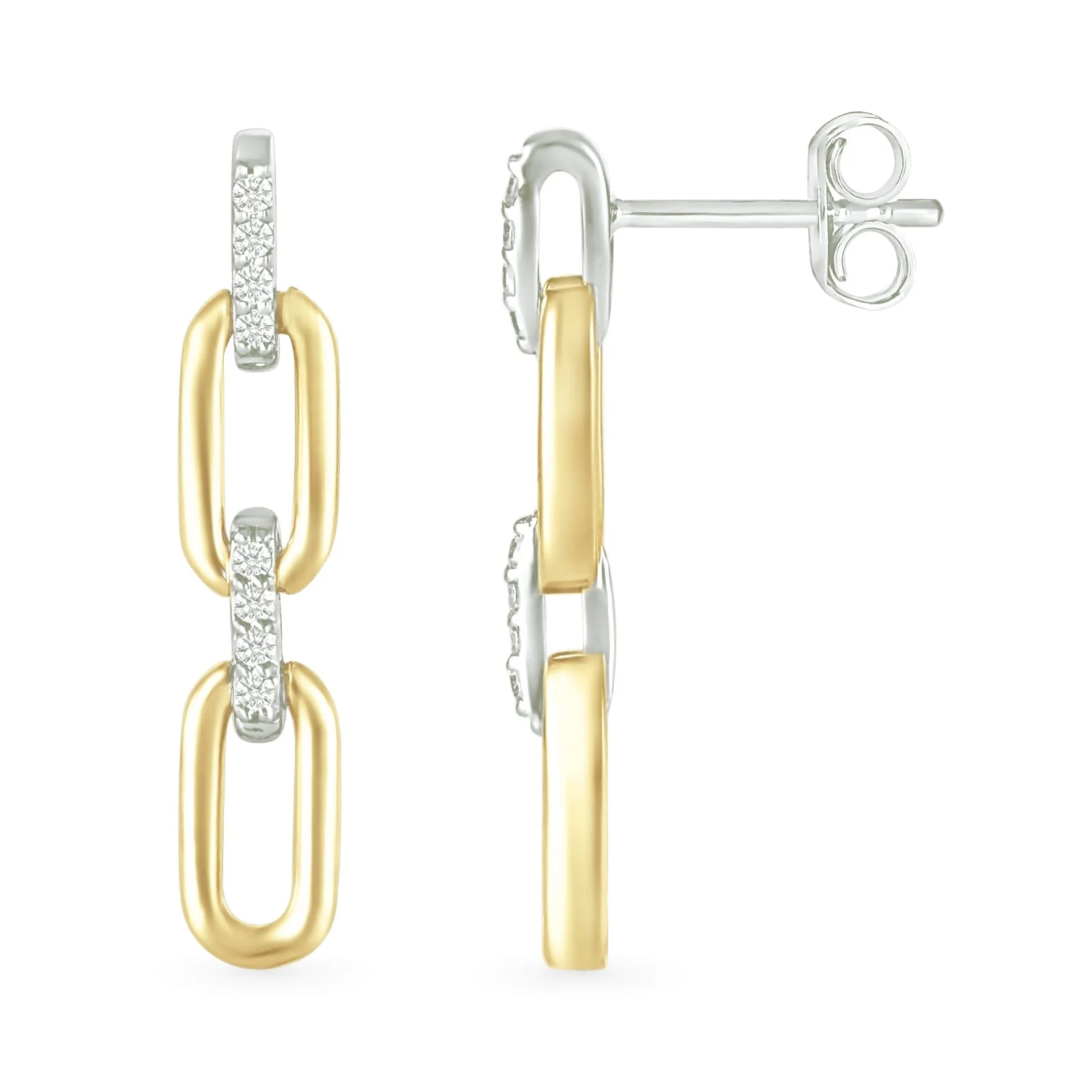 Yellow Gold Double Paperclip Dangle Stud - Image 5