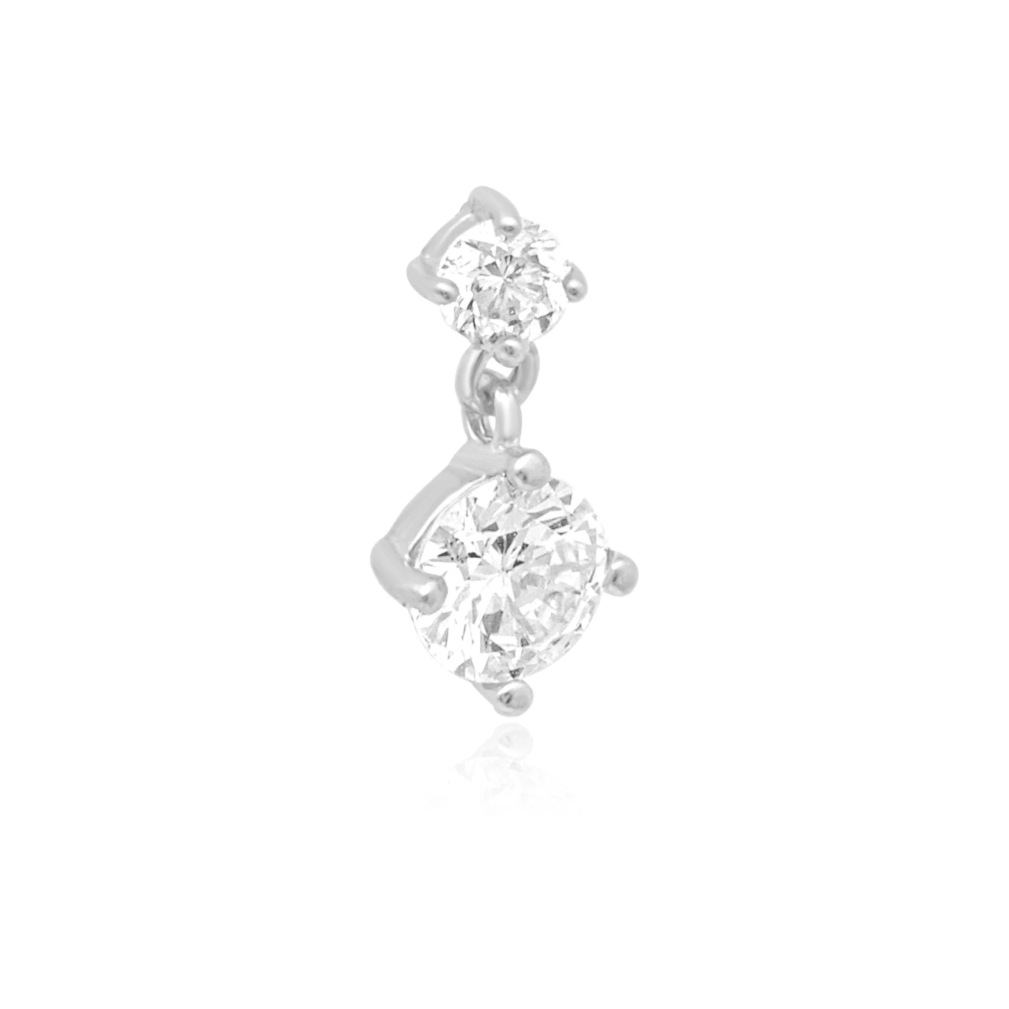 White Gold Double Diamond Drop Flat Back Earring - Image 12