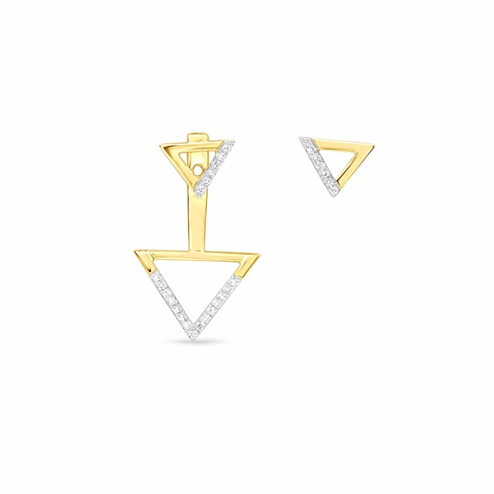 Yellow Gold Double Diamond Triangle Ear Jacket