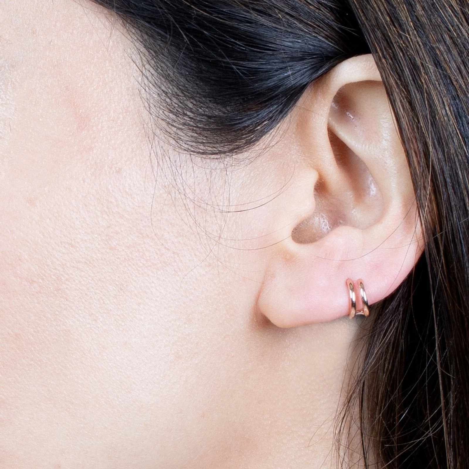 Rose Gold Double Hoop Illusion Ear Cuff - Image 4