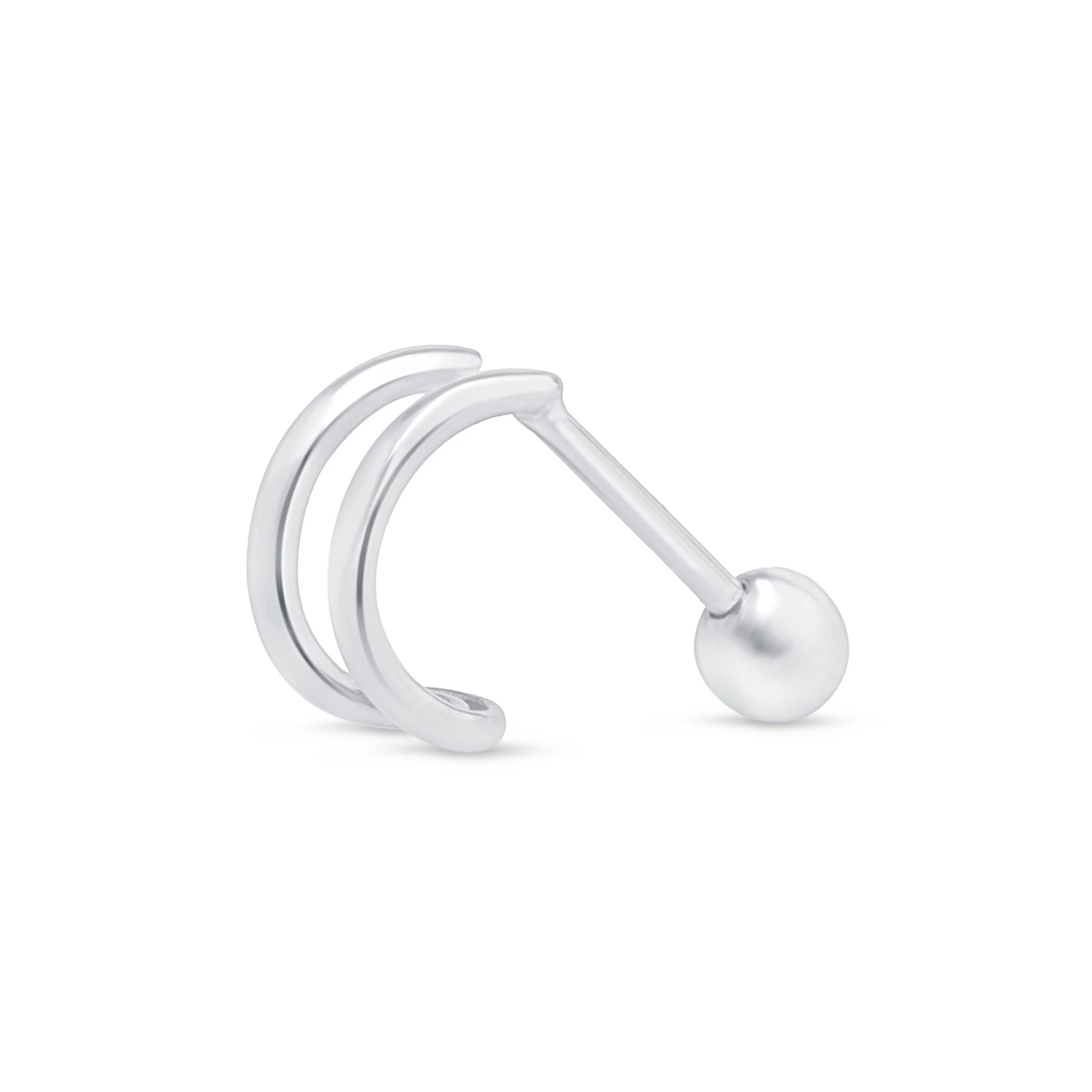 White Gold Double Hoop Illusion Ear Cuff - Image 7