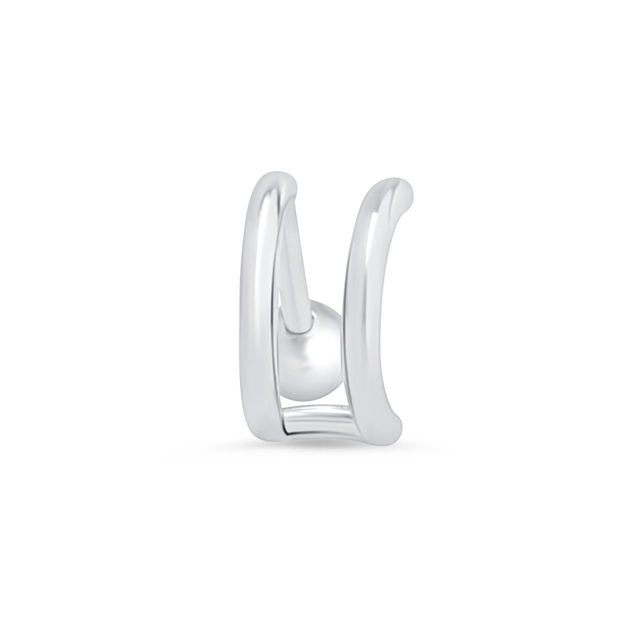 White Gold Double Hoop Illusion Ear Cuff - Image 8
