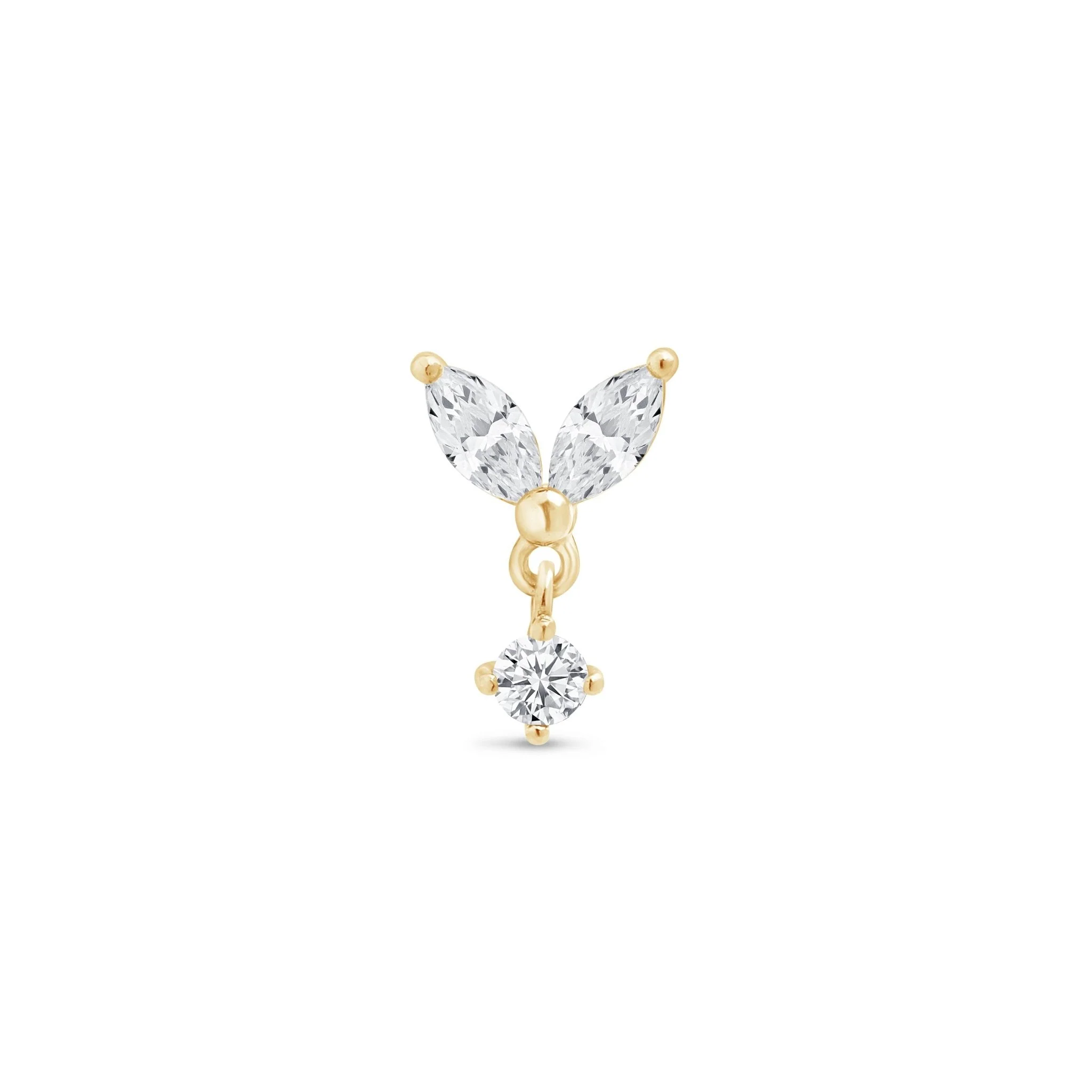 Yellow Gold Double Marquise Drop Stone Earring