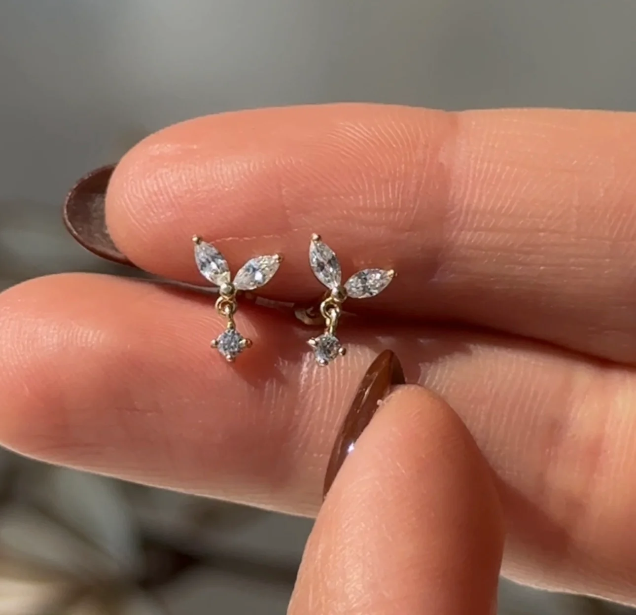 White Gold Double Marquise Drop Flat Back Earring - Image 5
